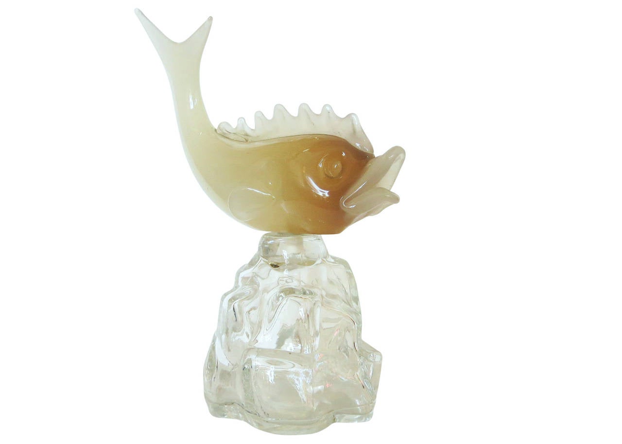 Murano Glass Fish Decanter Bottle by Seguso Alabastro For Sale at 1stDibs