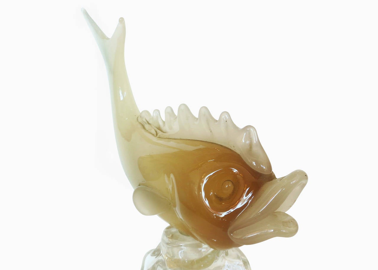 Murano Glass Fish Decanter Bottle by Seguso Alabastro For Sale at 1stDibs