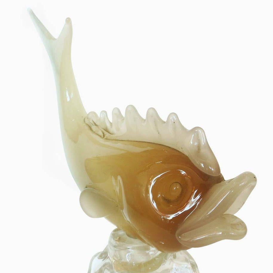Mid-Century Modern Murano Glass Fish Decanter Bottle by Seguso Alabastro For Sale