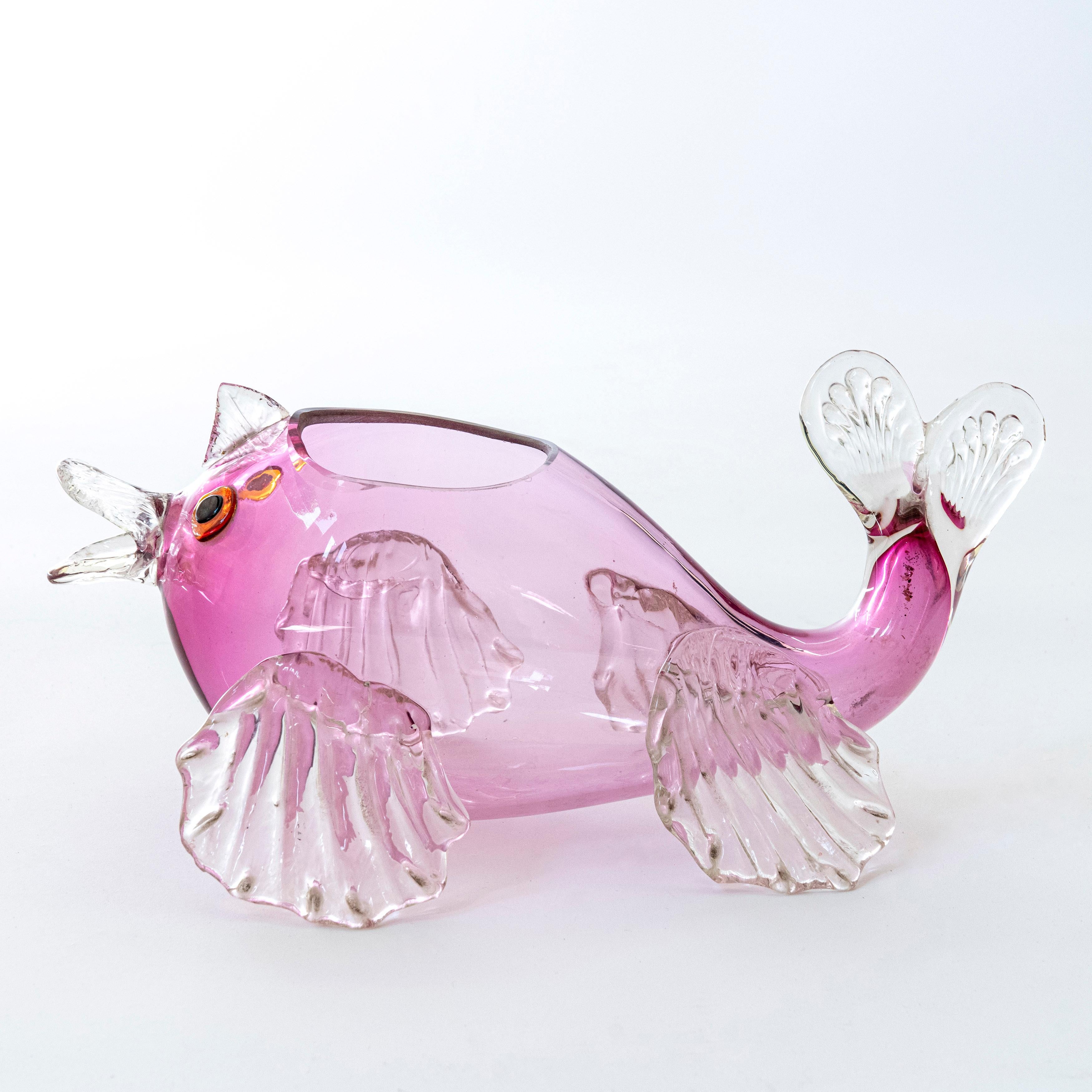 Murano Glass Fish Jardiniere, Italy, circa 1950 In Good Condition For Sale In Buenos Aires, Buenos Aires