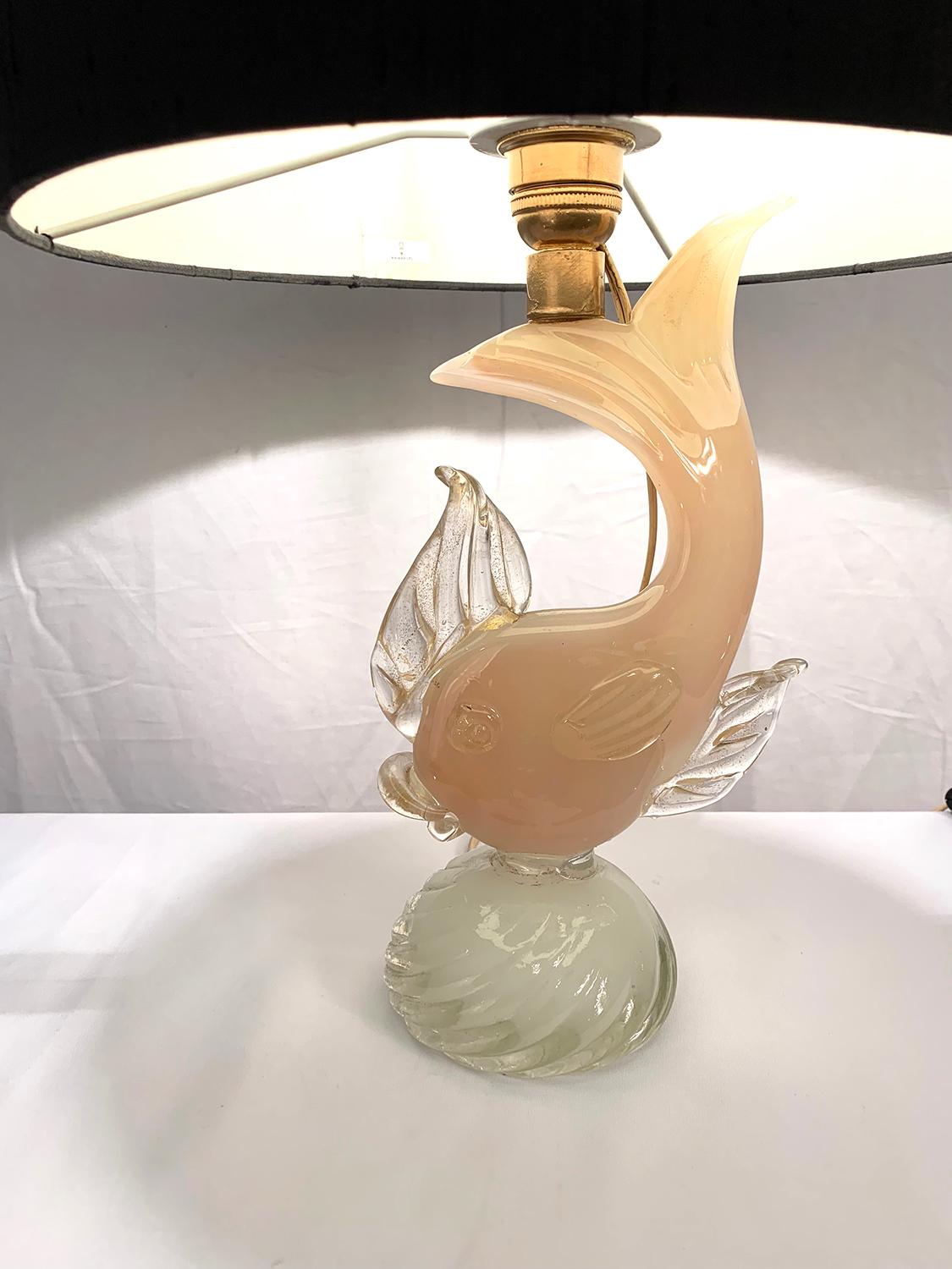 Mid-Century Modern Murano Glass Fish Lamp, 1950s For Sale