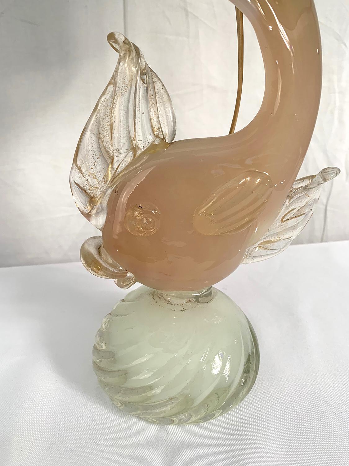 Italian Murano Glass Fish Lamp, 1950s For Sale