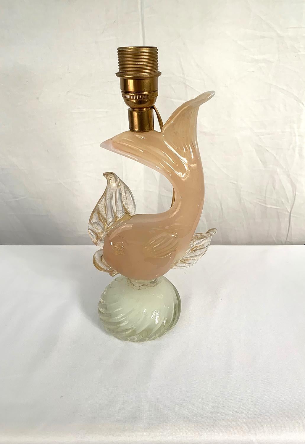 Mid-20th Century Murano Glass Fish Lamp, 1950s For Sale