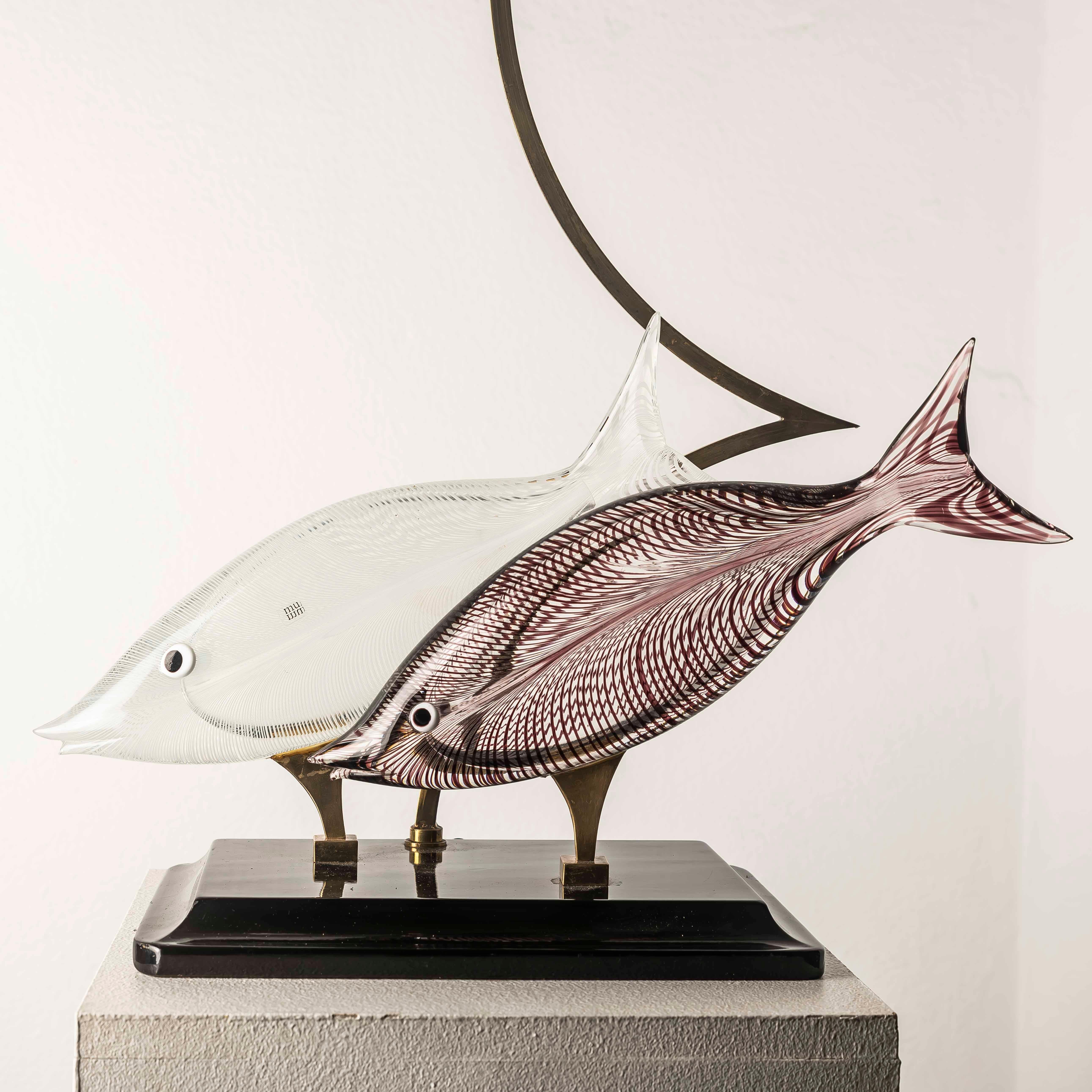 Lampe poisson en verre de Murano attribuée à Licio Zanetti, Italie, années 1970 en vente 3