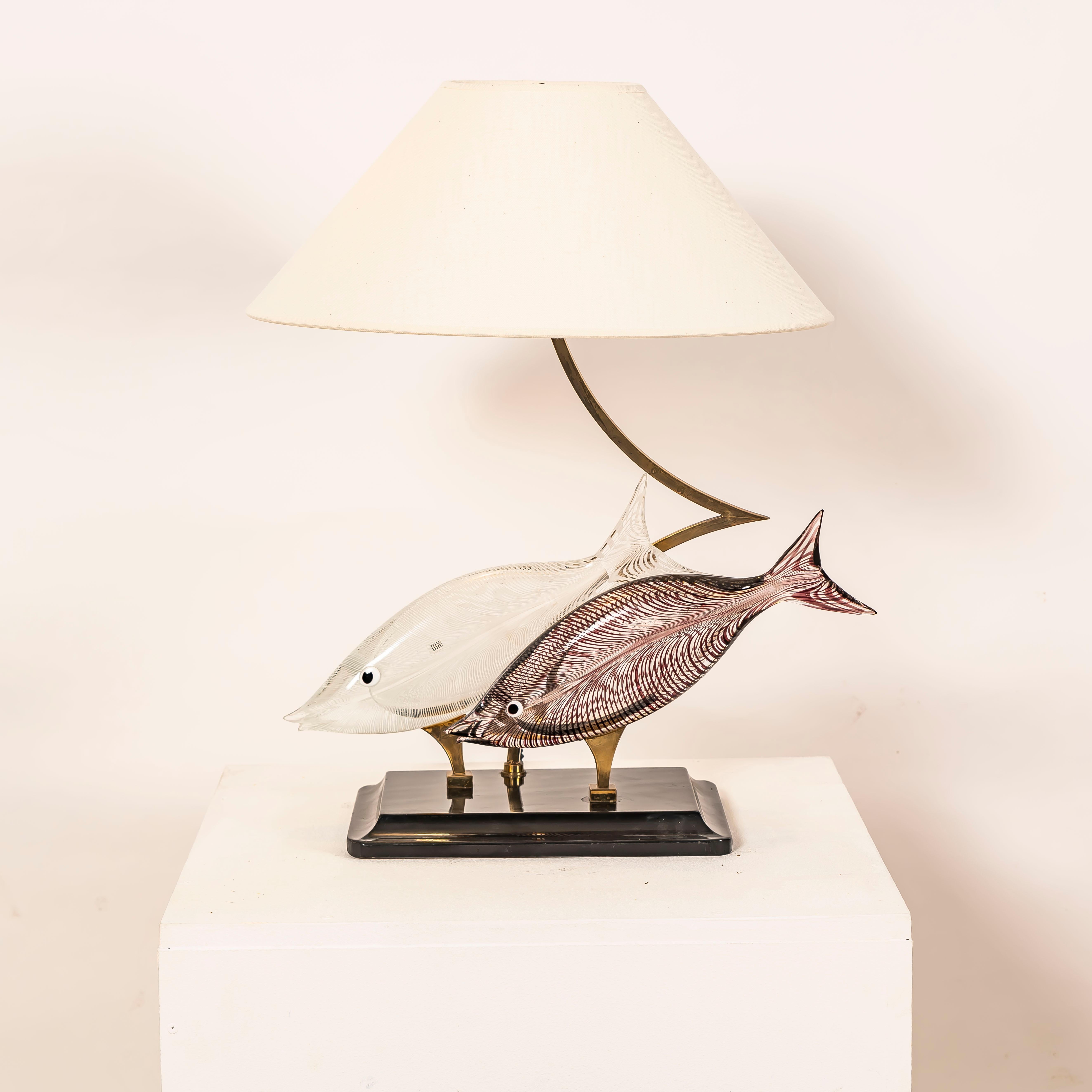 Lampe poisson en verre de Murano attribuée à Licio Zanetti, Italie, années 1970 en vente 4