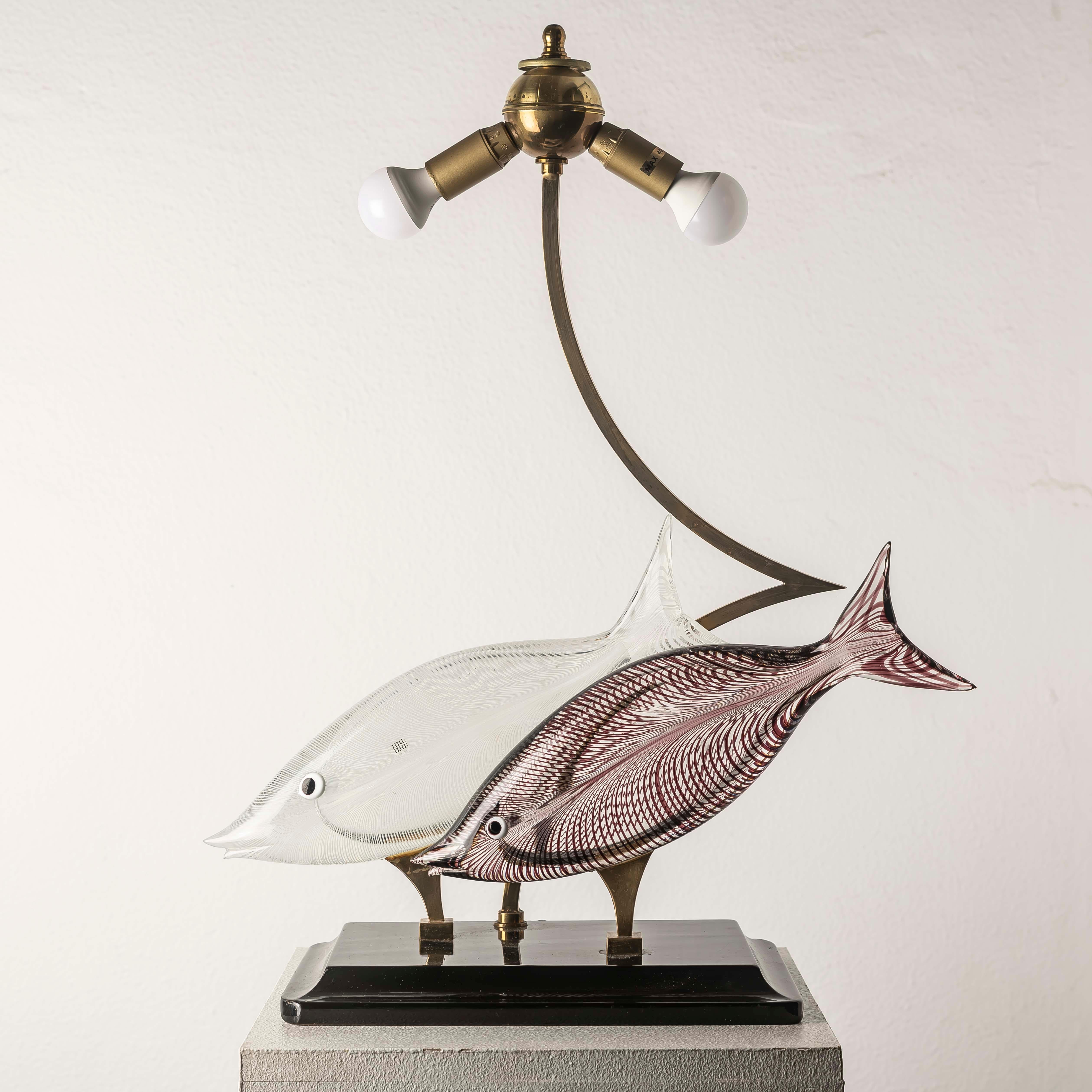 Lampe poisson en verre de Murano attribuée à Licio Zanetti, Italie, années 1970 en vente 5