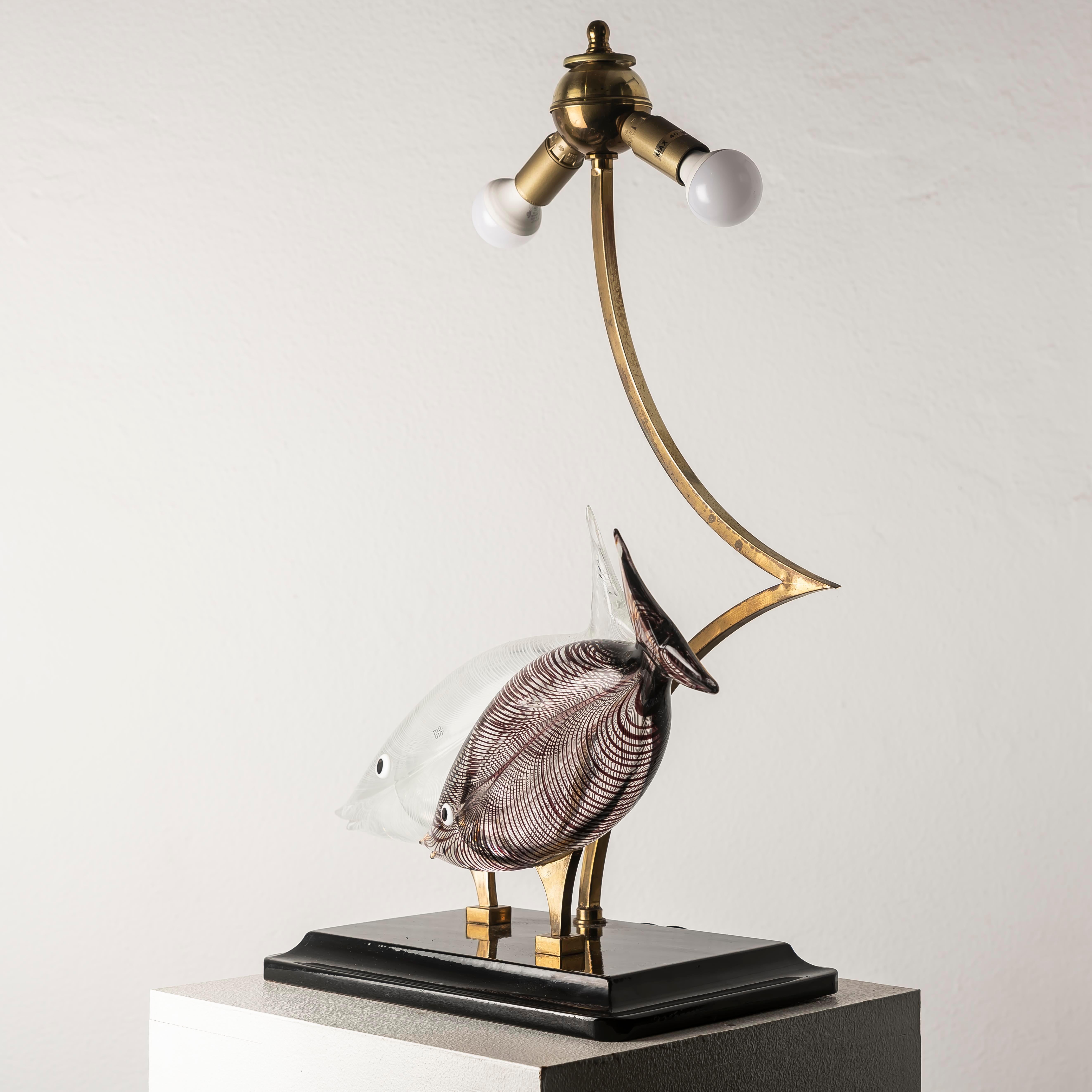 Lampe poisson en verre de Murano attribuée à Licio Zanetti, Italie, années 1970 en vente 6