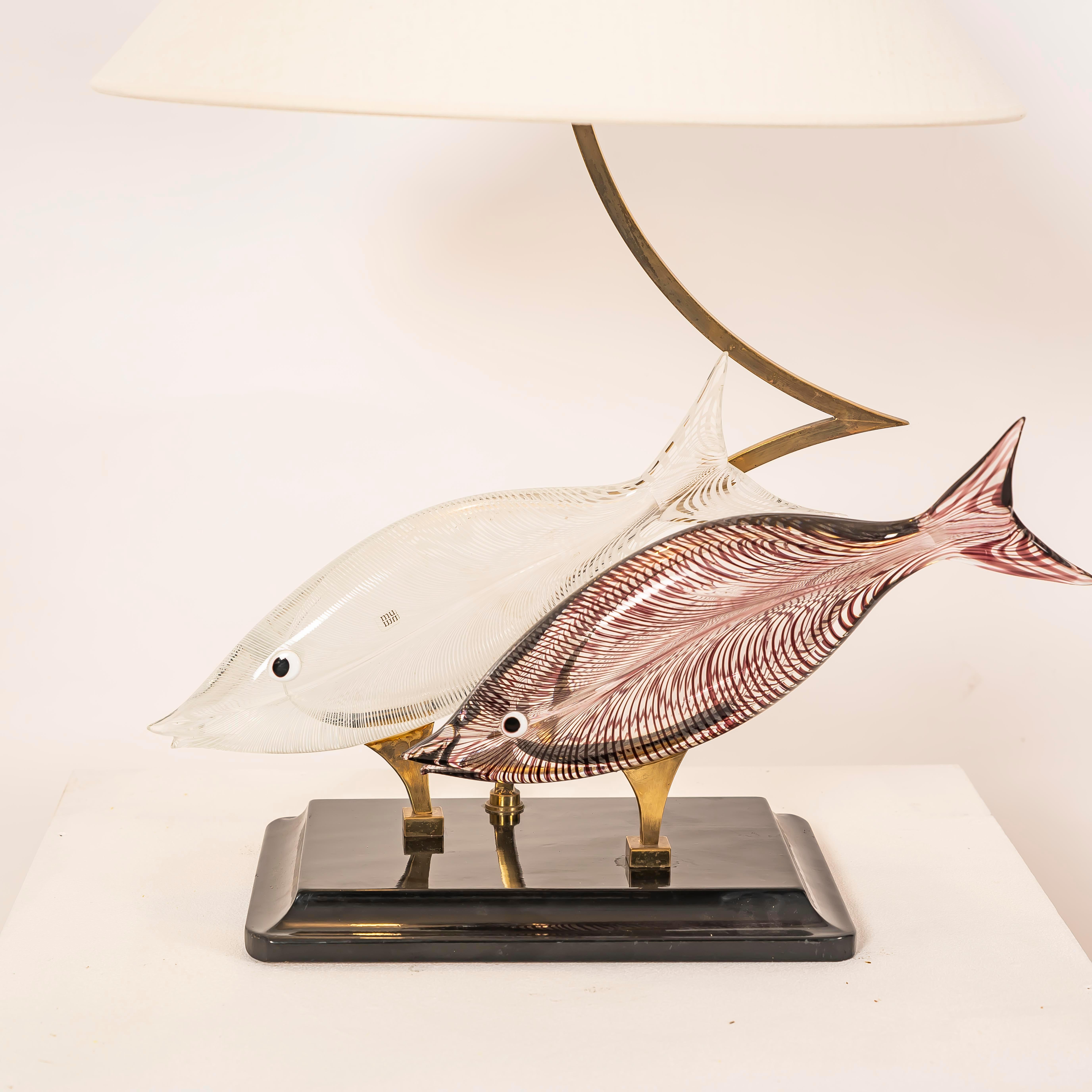 Laqué Lampe poisson en verre de Murano attribuée à Licio Zanetti, Italie, années 1970 en vente
