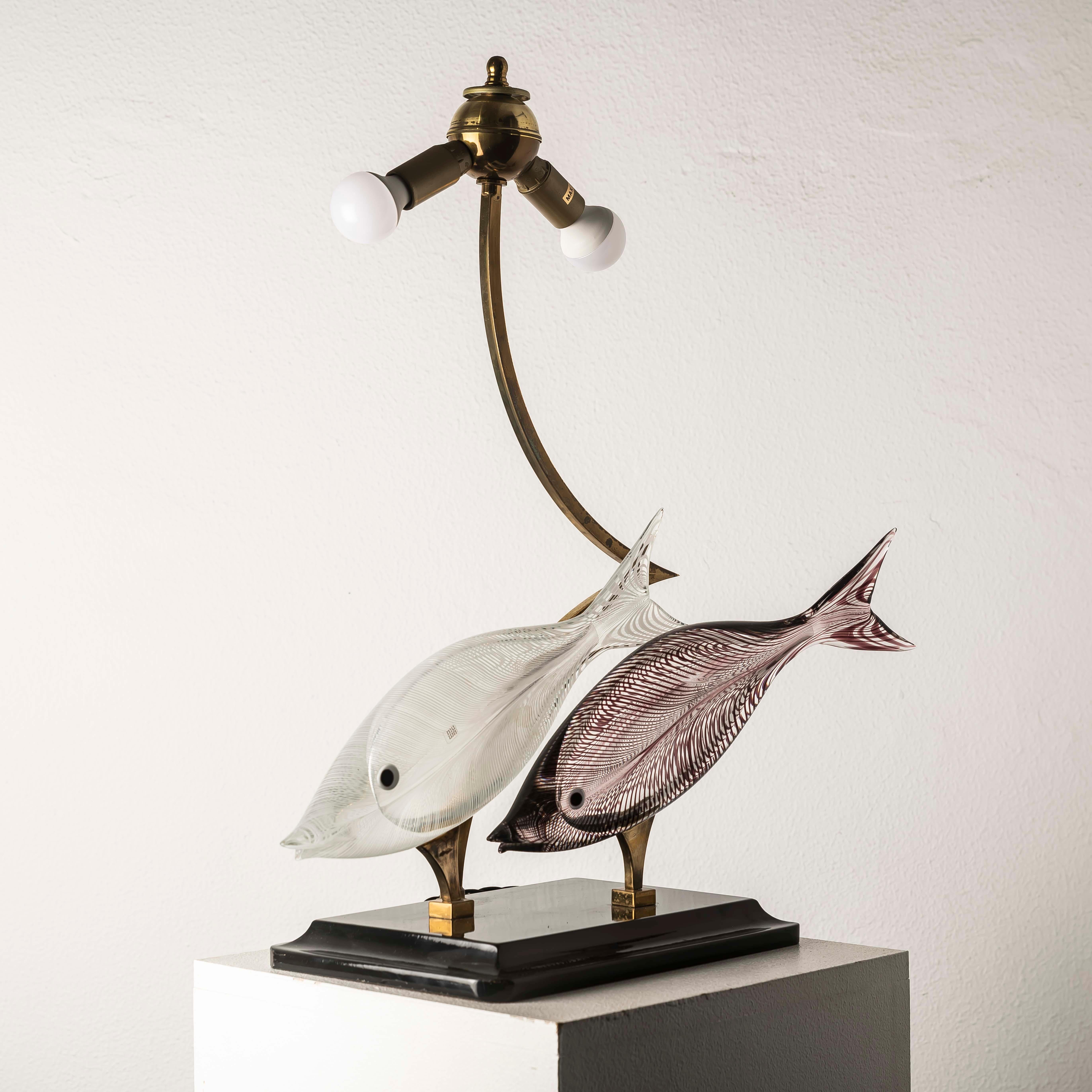 Lampe poisson en verre de Murano attribuée à Licio Zanetti, Italie, années 1970 en vente 1