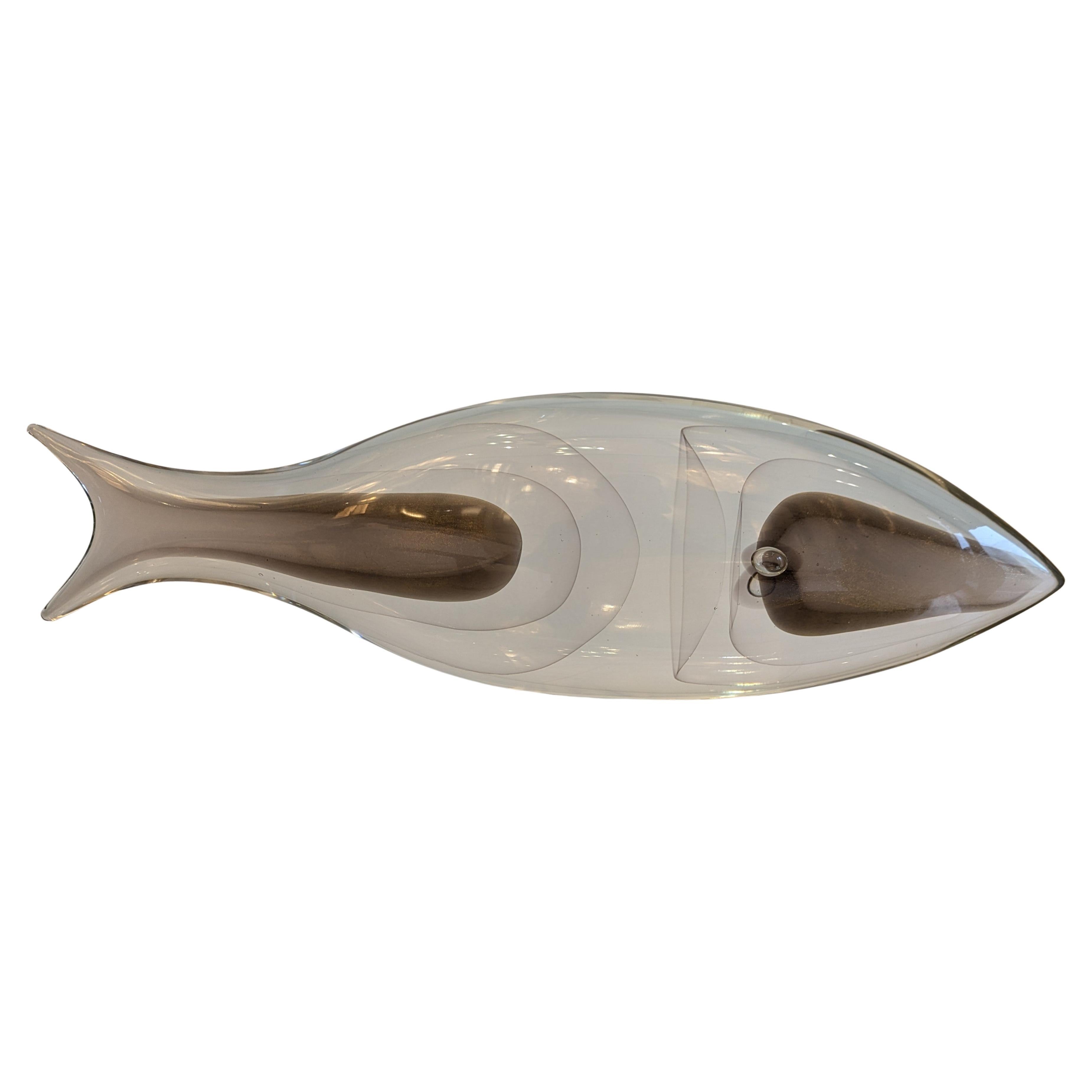 Scultura di pesce in vetro di Murano di Alberto Dona