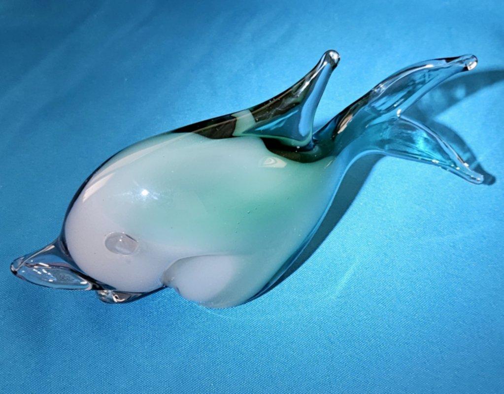 Scultura di pesce in vetro di Murano di Aureliano Toso (sospetto), resta un'etichetta parziale in vendita 9