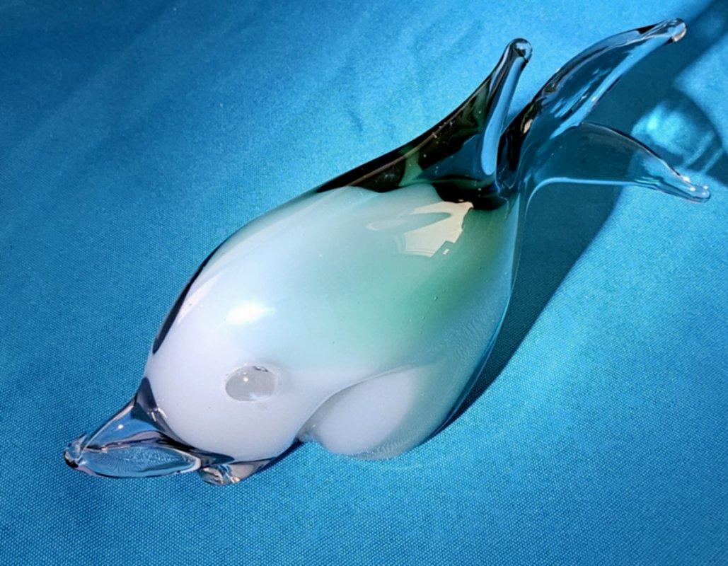 Scultura di pesce in vetro di Murano di Aureliano Toso (sospetto), resta un'etichetta parziale in vendita 10
