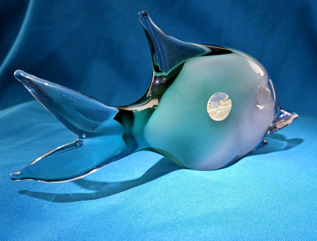 Scultura di pesce in vetro di Murano di Aureliano Toso (sospetto), resta un'etichetta parziale In condizioni buone in vendita a Warrenton, OR