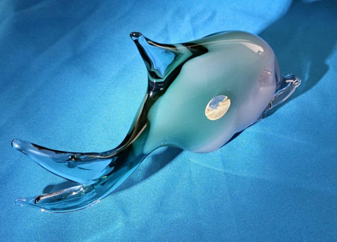 XX secolo Scultura di pesce in vetro di Murano di Aureliano Toso (sospetto), resta un'etichetta parziale in vendita