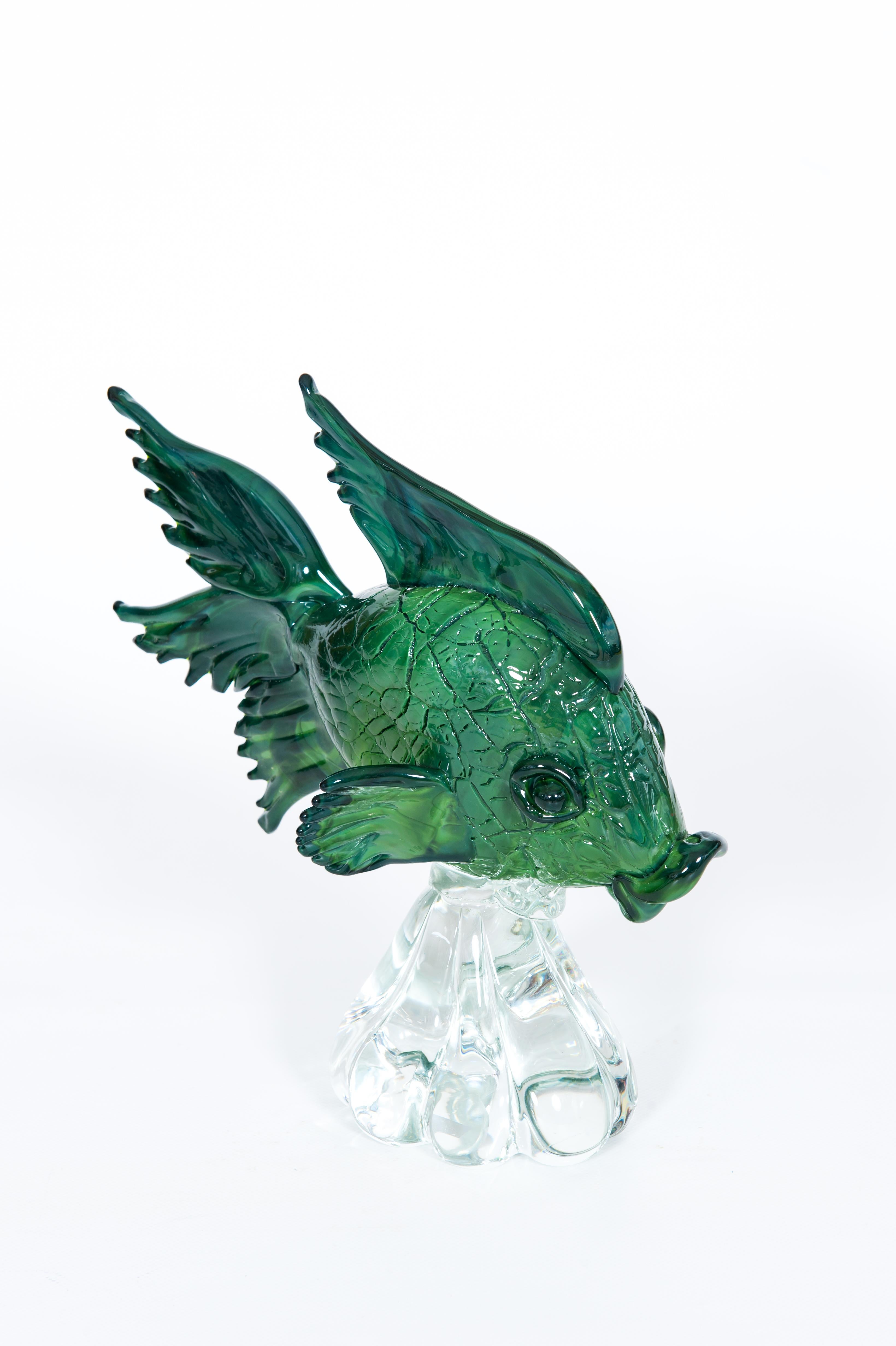 Murano Glass Fish Sculpture by Giovanni dalla Fina, 1990s For Sale 4