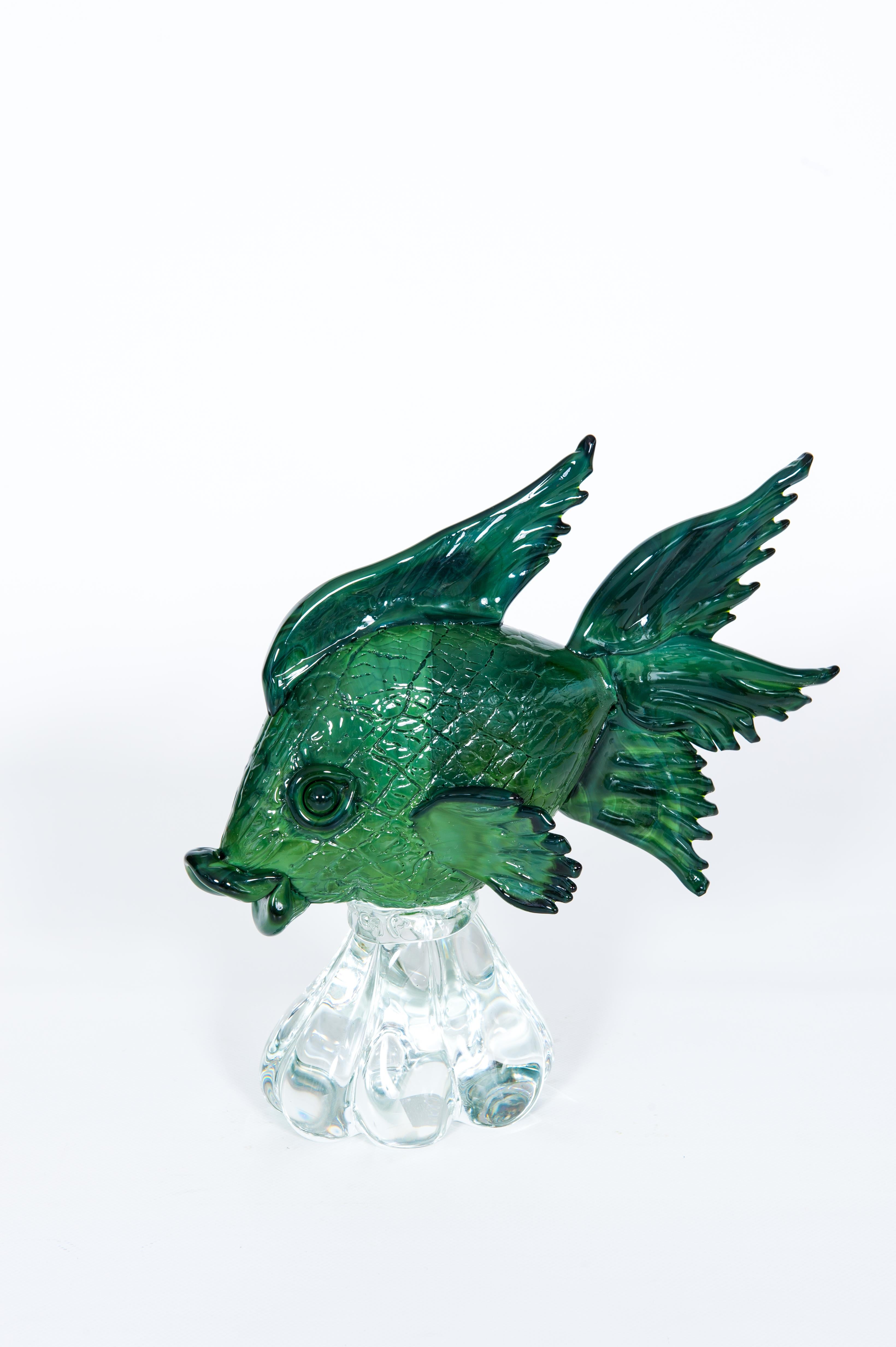 Murano Glass Fish Sculpture by Giovanni dalla Fina, 1990s For Sale 7