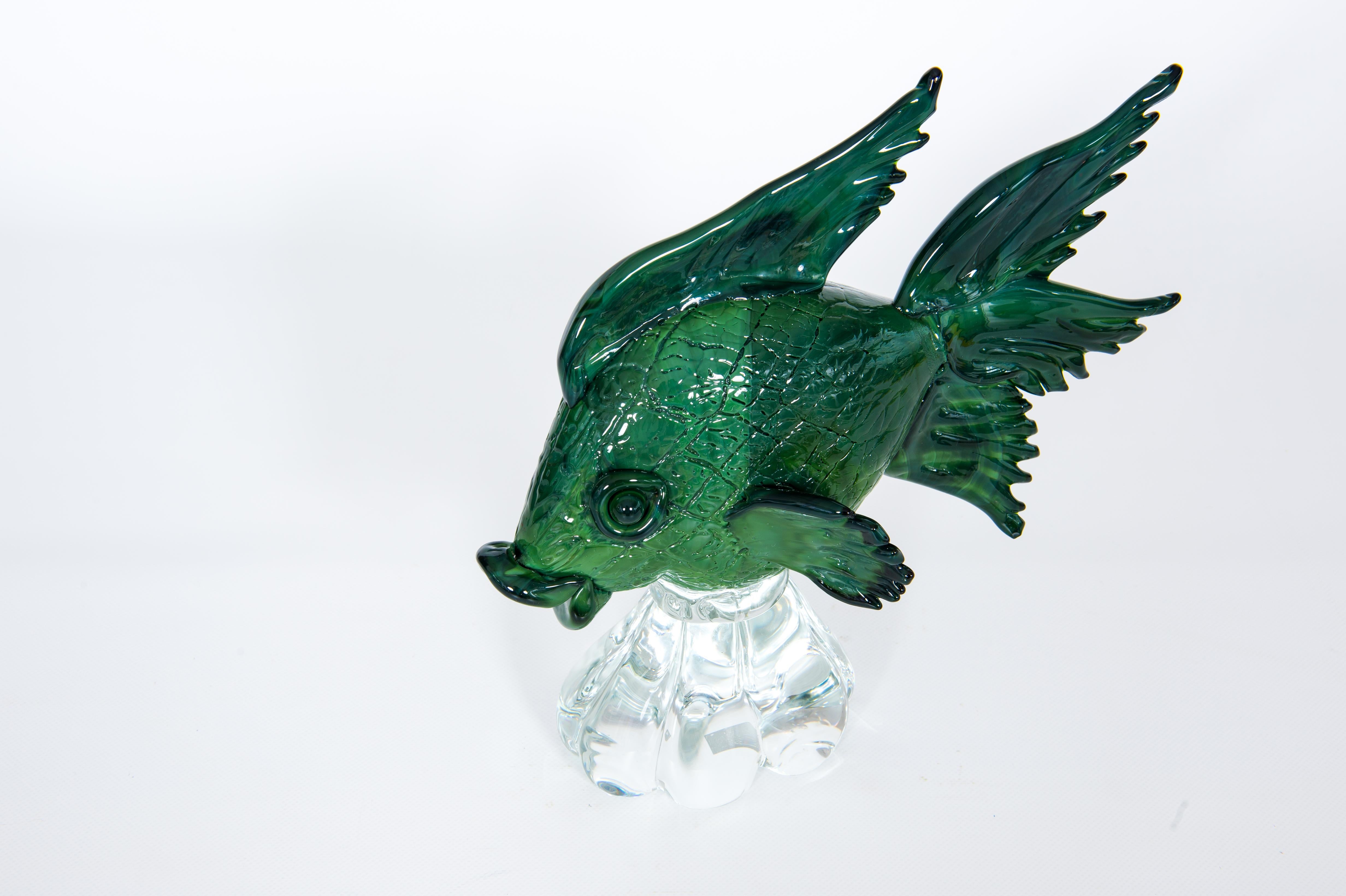 Murano Glass Fish Sculpture by Giovanni dalla Fina, 1990s For Sale 10