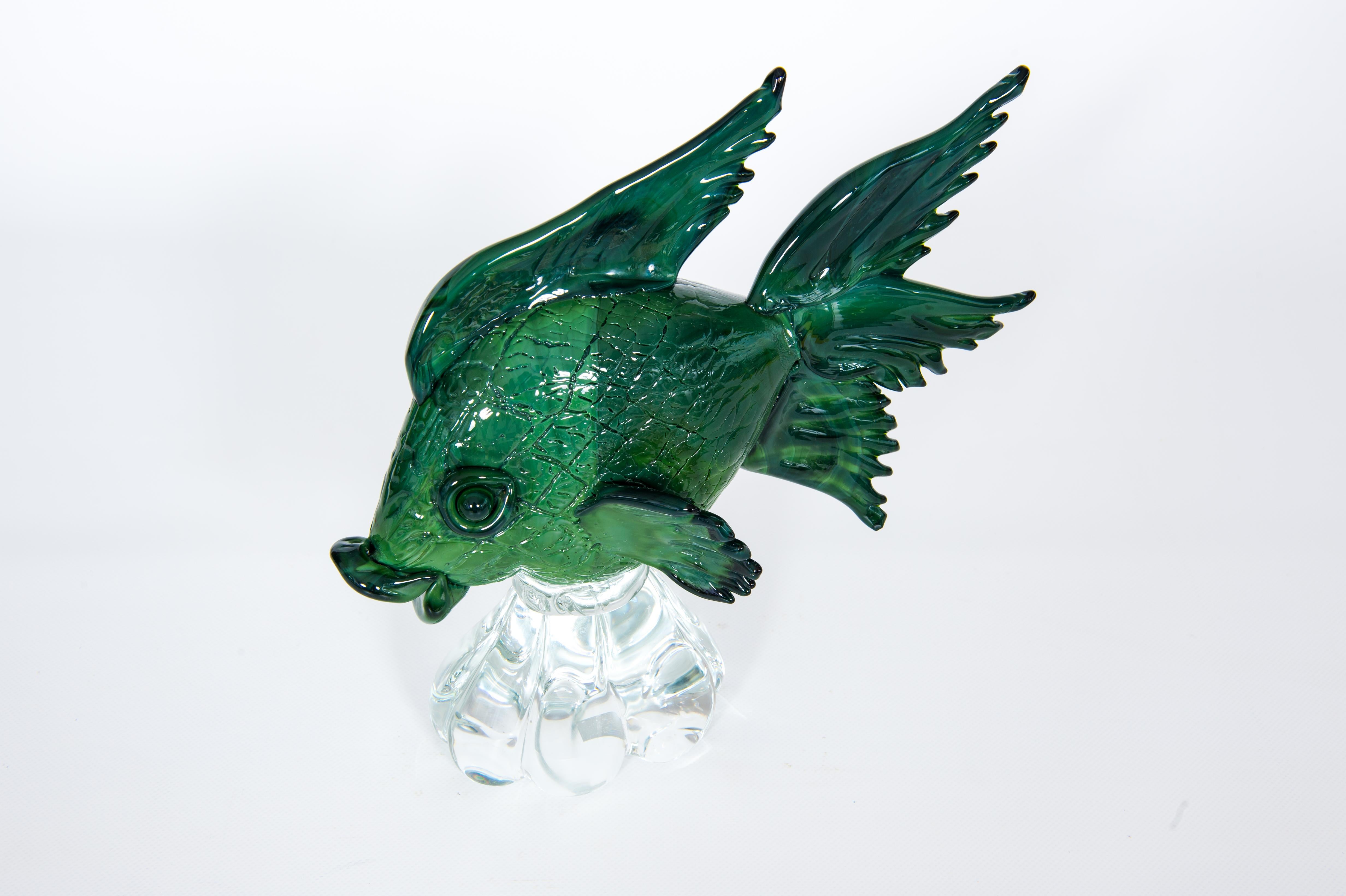Murano Glass Fish Sculpture by Giovanni dalla Fina, 1990s For Sale 11