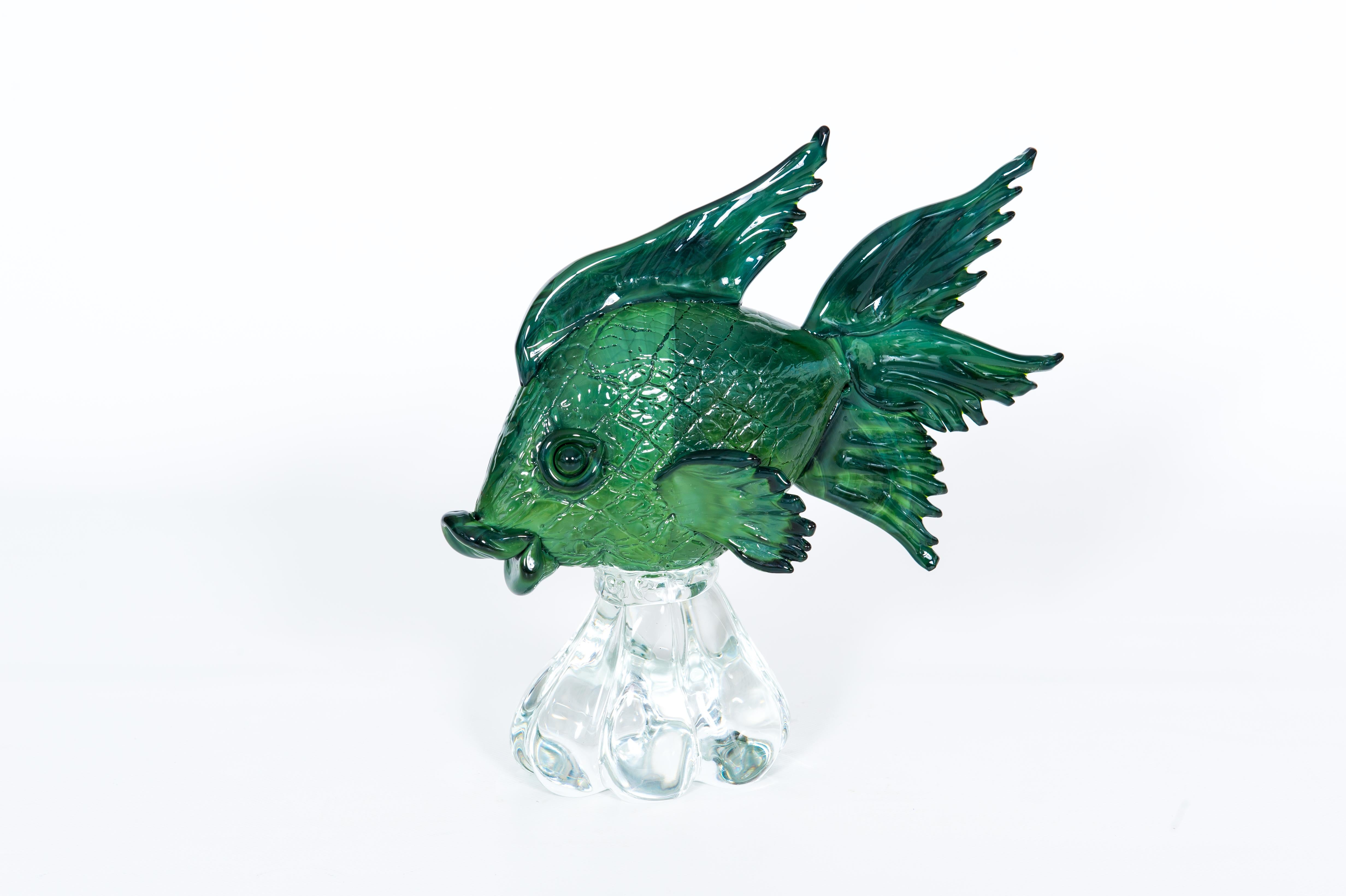 Mid-Century Modern Murano Glass Fish Sculpture by Giovanni dalla Fina, 1990s For Sale