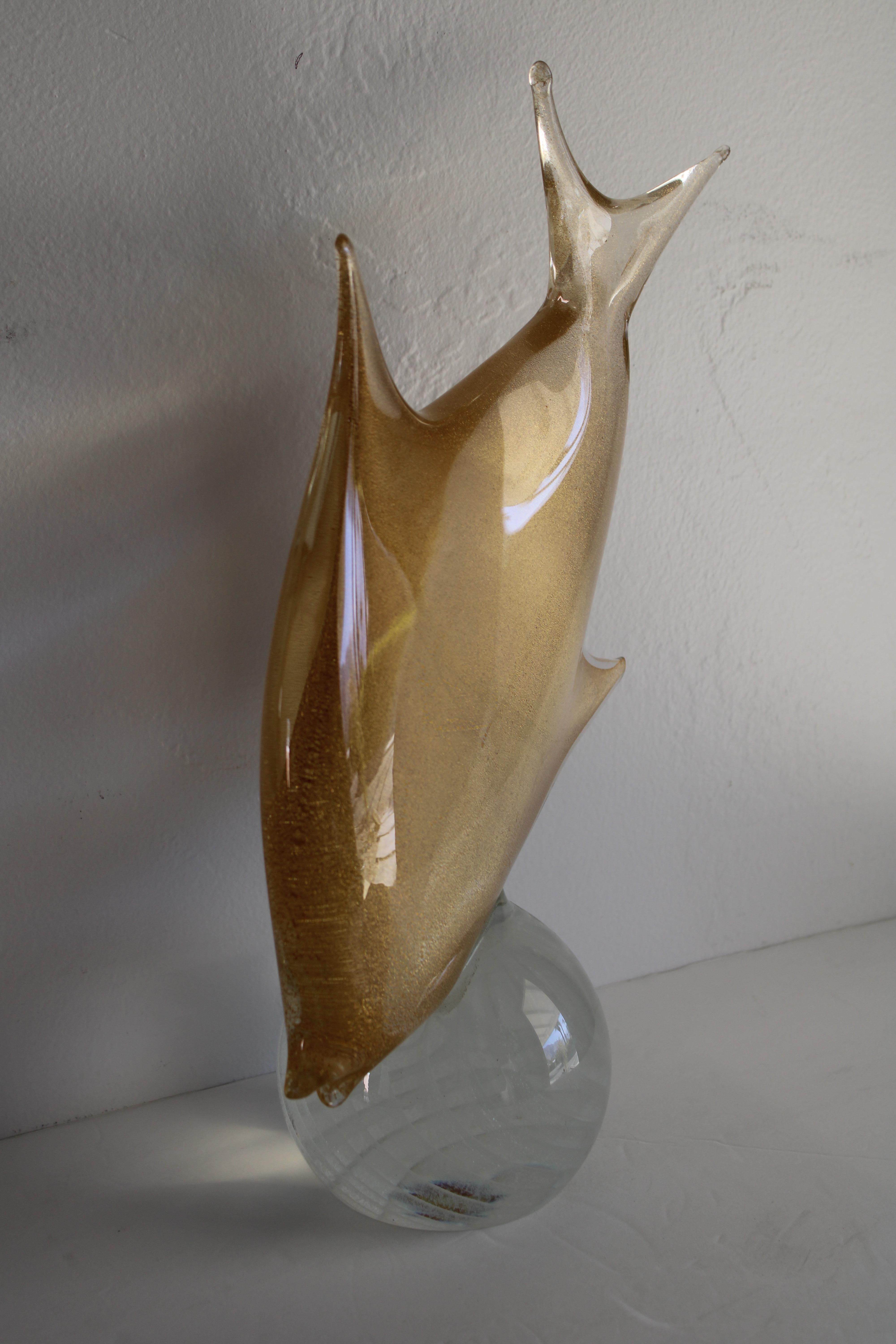 Italian Murano Glass Fish Sculpture by Licio Zanetti For Sale
