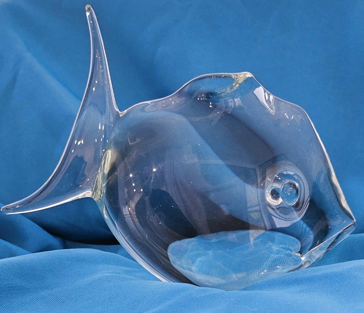 XX secolo Scultura di pesce in vetro di Murano della metà del secolo scorso da 8,5 pollici, Licio Zanetti o Seguso in vendita