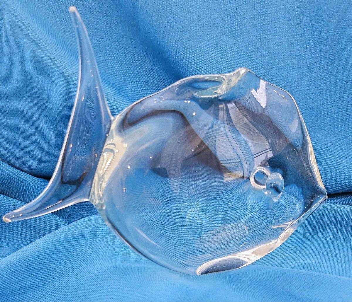 Vetro Scultura di pesce in vetro di Murano della metà del secolo scorso da 8,5 pollici, Licio Zanetti o Seguso in vendita