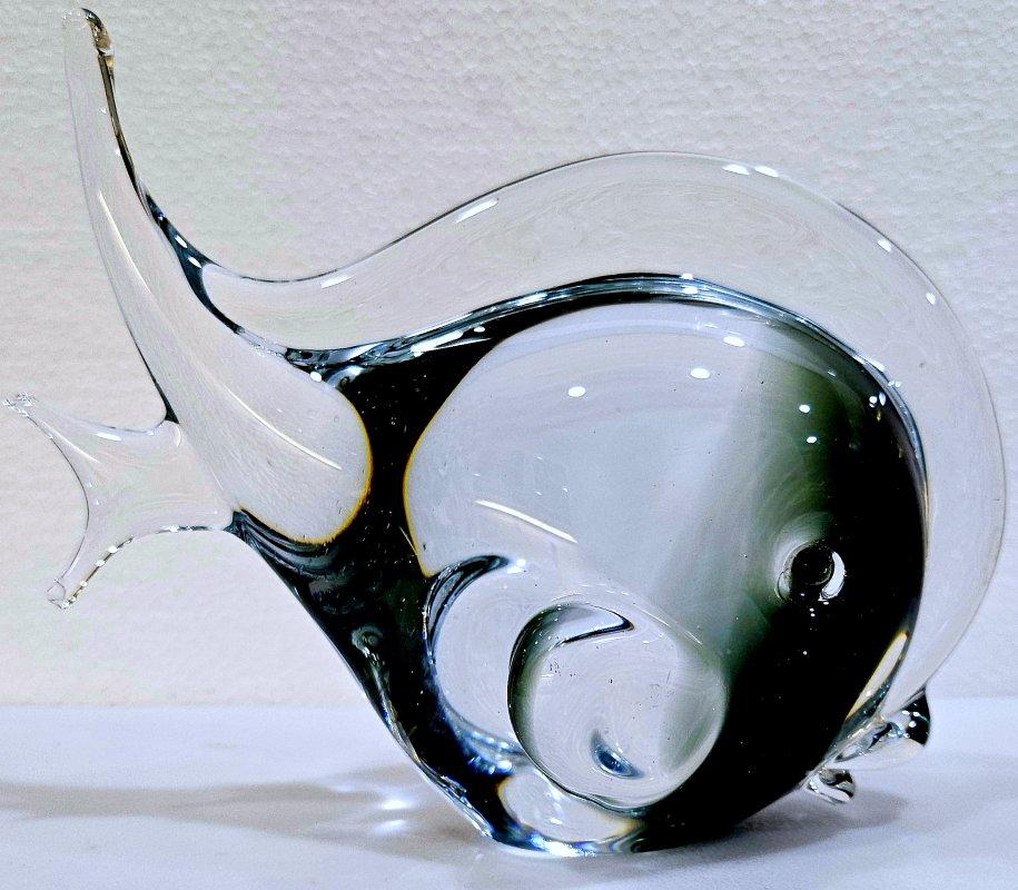 Mid-Century Modern Murano Glass Fish Sculpture by V. Nason In Good Condition For Sale In Warrenton, OR
