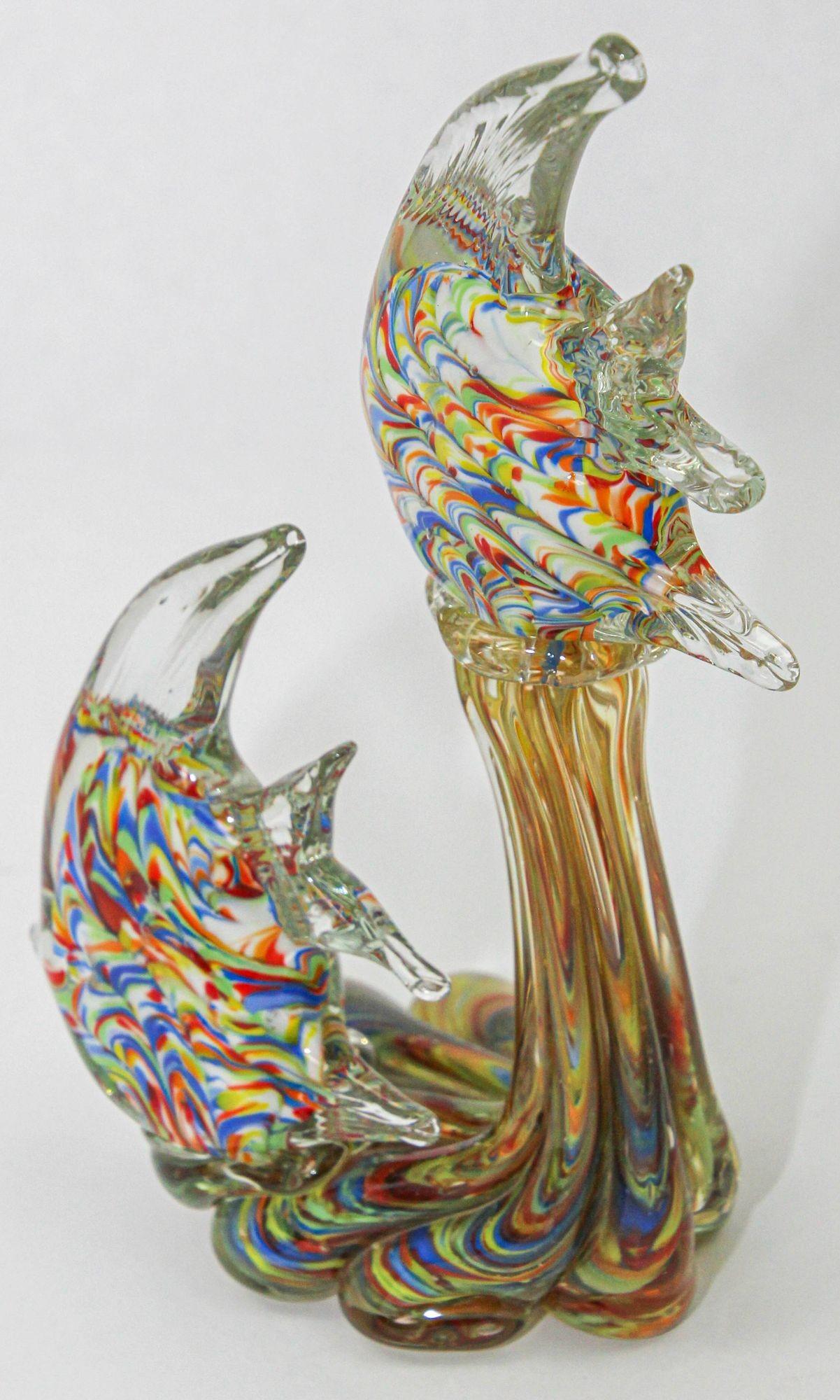 Murano Glass Fish Sculpture Coral Reef Italian Art Glass Centerpiece Sculpture For Sale 5