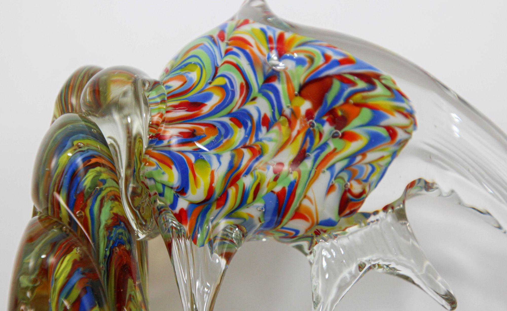 Murano Glass Fish Sculpture Coral Reef Italian Art Glass Centerpiece Sculpture For Sale 6