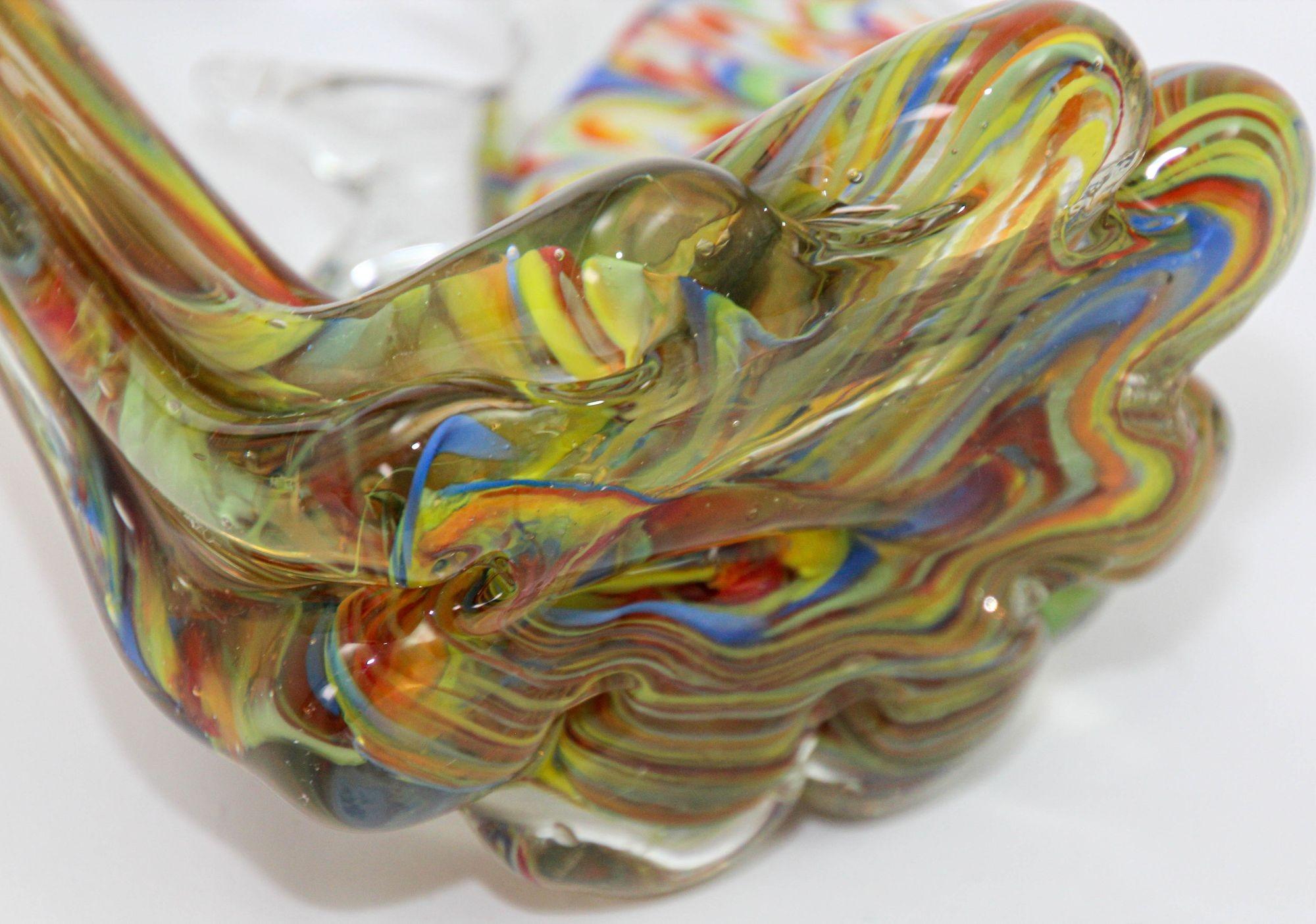 Murano Glass Fish Sculpture Coral Reef Italian Art Glass Centerpiece Sculpture For Sale 7