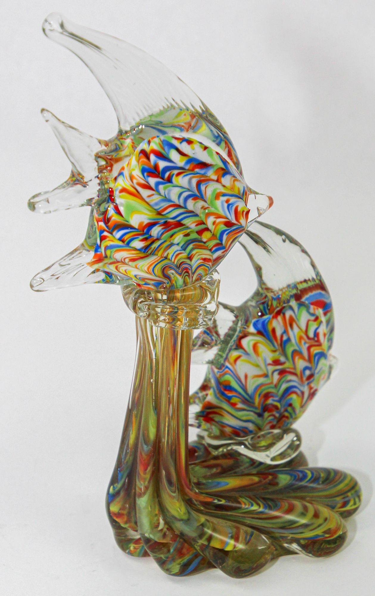 Murano Glass Fish Sculpture Coral Reef Italian Art Glass Centerpiece Sculpture For Sale 11