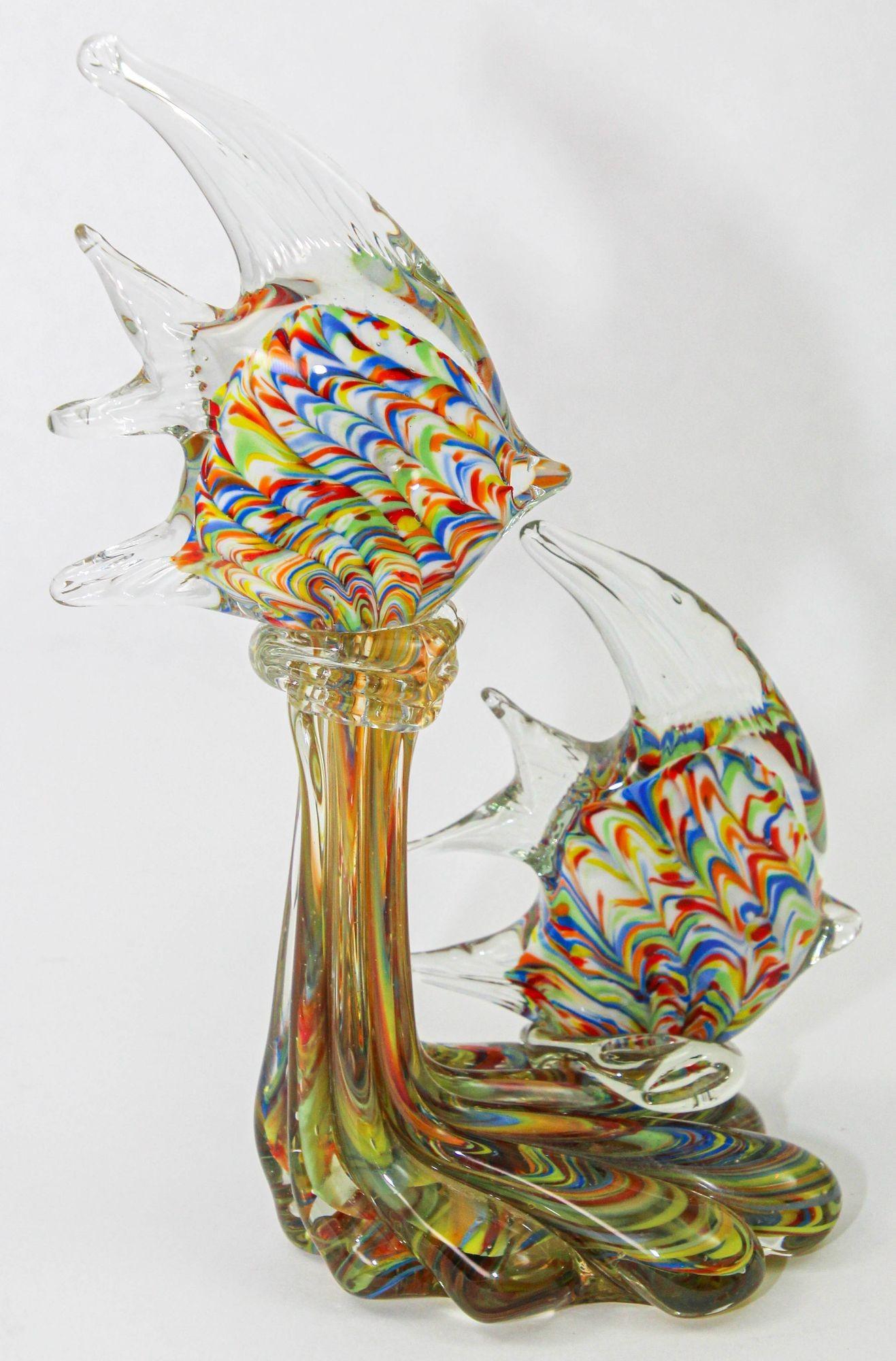 Murano Glass Fish Sculpture Coral Reef Italian Art Glass Centerpiece Sculpture 12