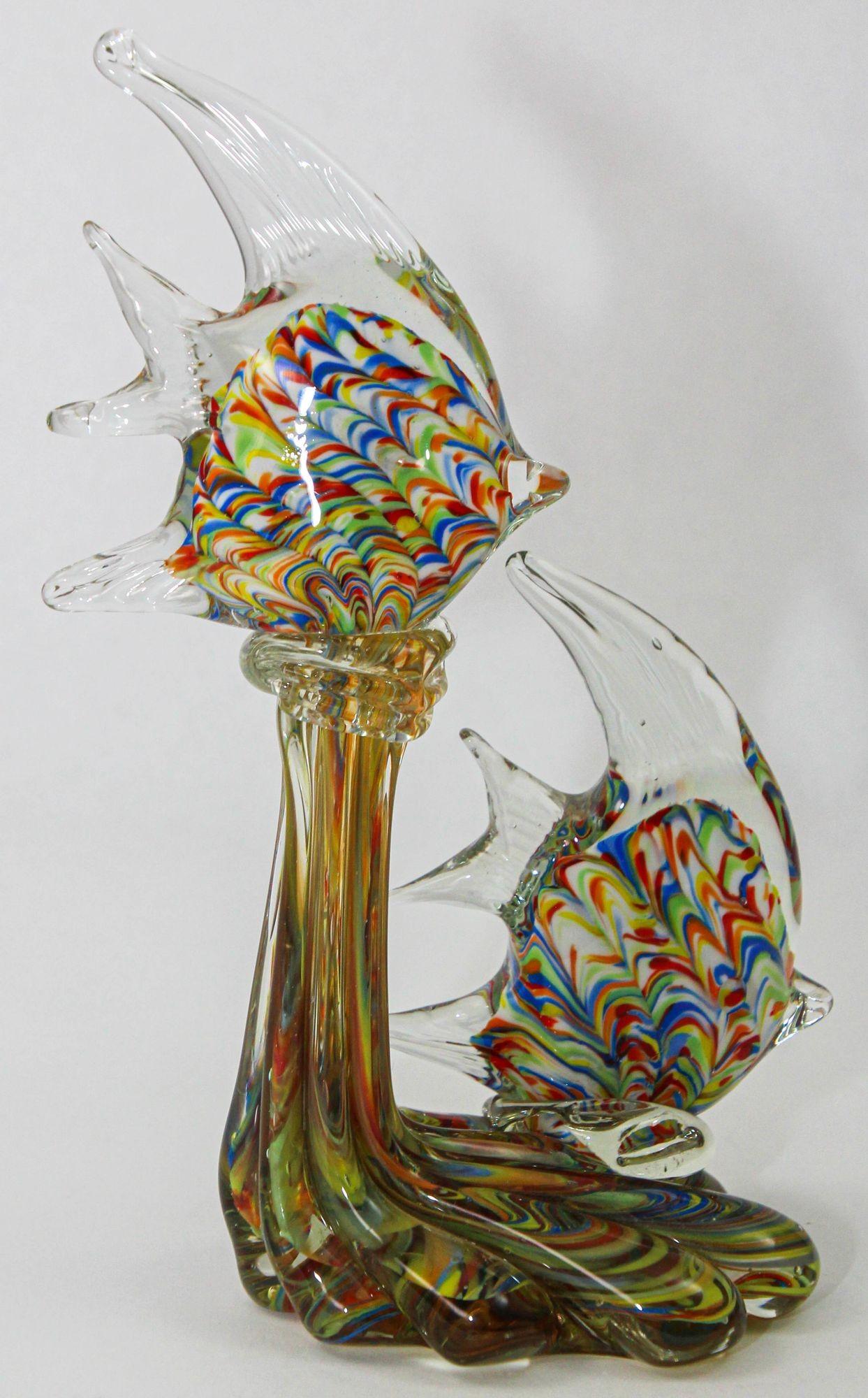 Murano Glass Fish Sculpture Coral Reef Italian Art Glass Centerpiece Sculpture For Sale 13