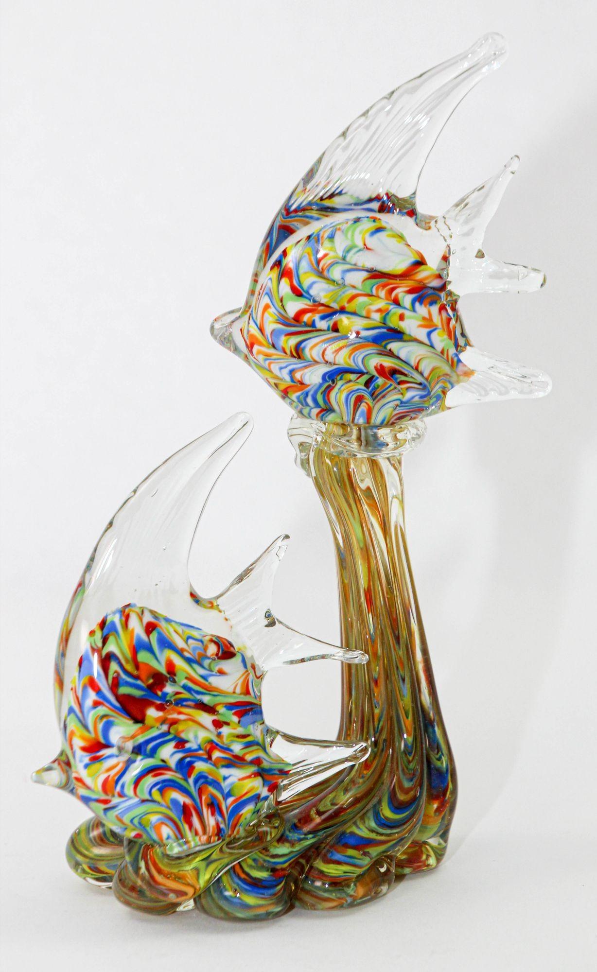 Murano Glass Fish Sculpture Coral Reef Italian Art Glass Centerpiece Sculpture For Sale 14