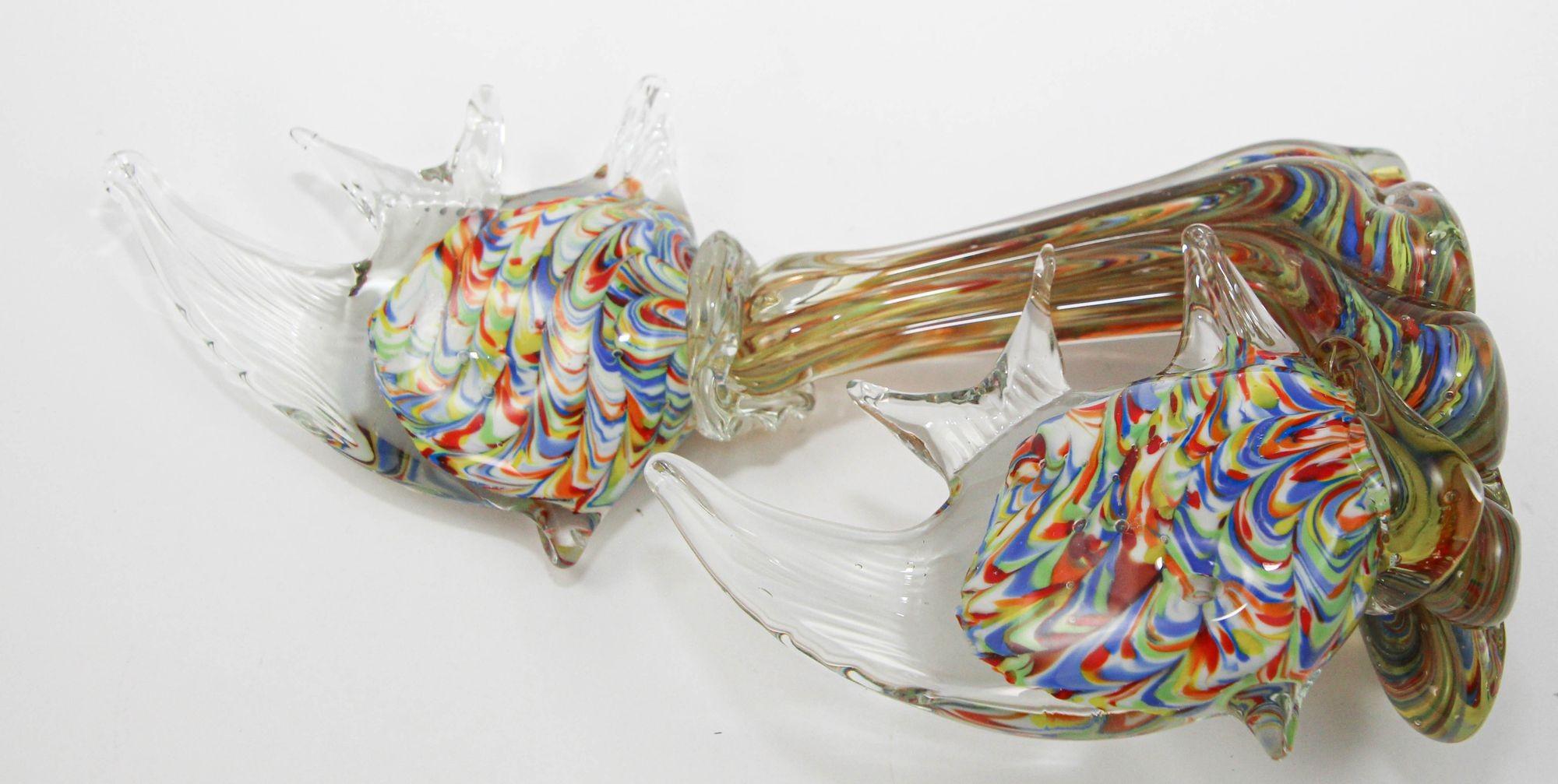 20th Century Murano Glass Fish Sculpture Coral Reef Italian Art Glass Centerpiece Sculpture