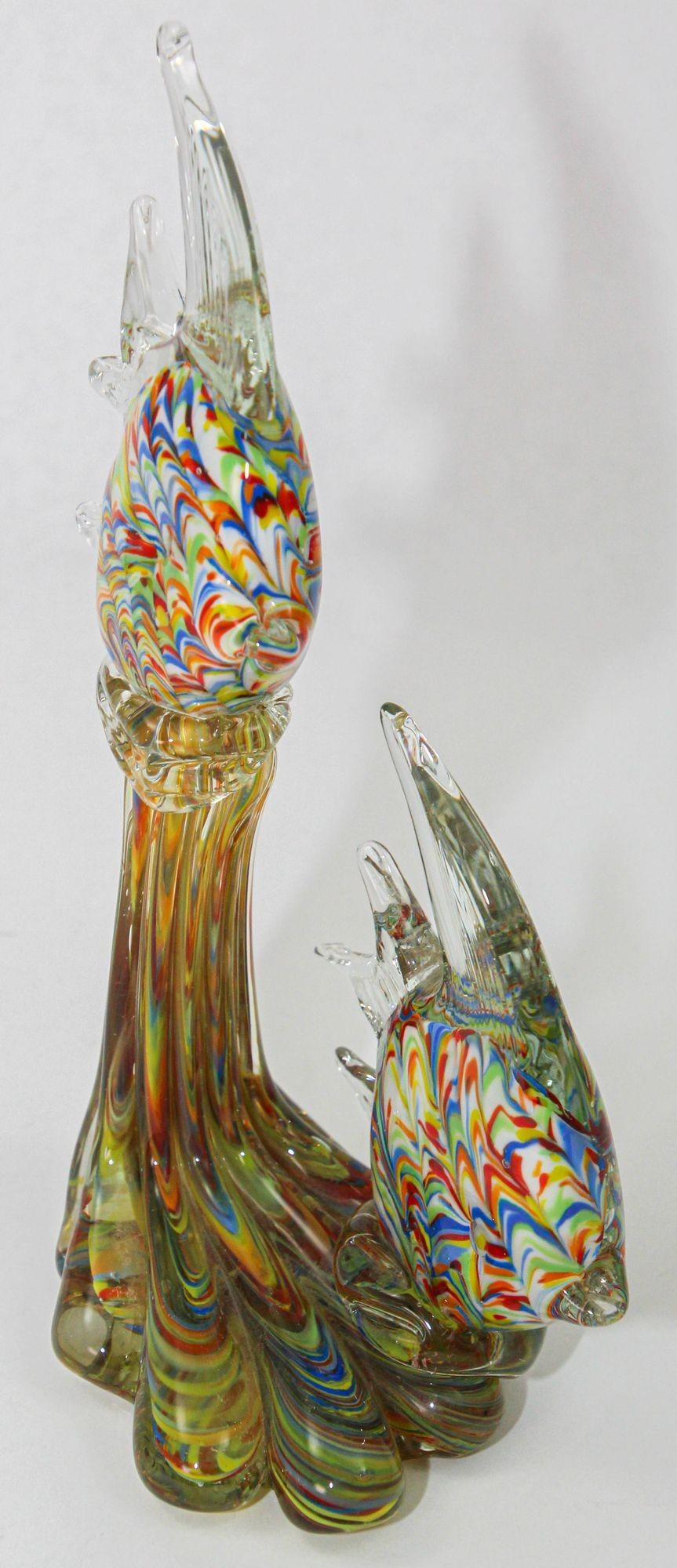 Murano Glass Fish Sculpture Coral Reef Italian Art Glass Centerpiece Sculpture For Sale 3