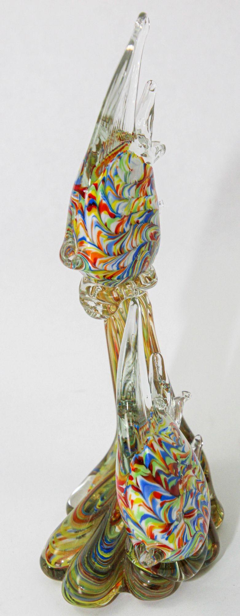 Murano Glass Fish Sculpture Coral Reef Italian Art Glass Centerpiece Sculpture For Sale 4