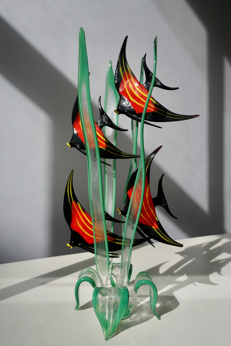 Hollywood Regency Murano Glass Fish Sculpture For Sale