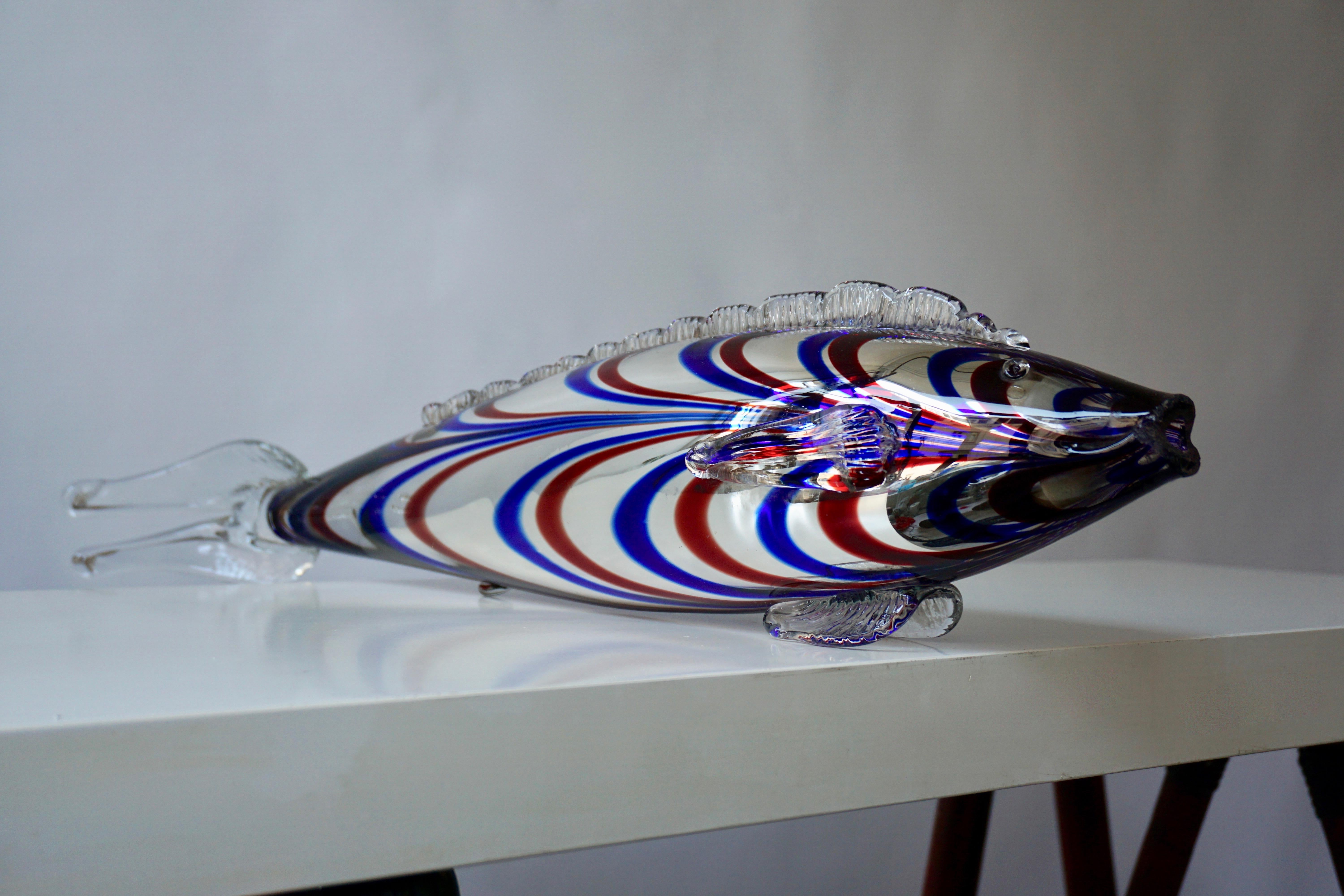 Mid-Century Modern Murano Glass Fish Sculpture For Sale