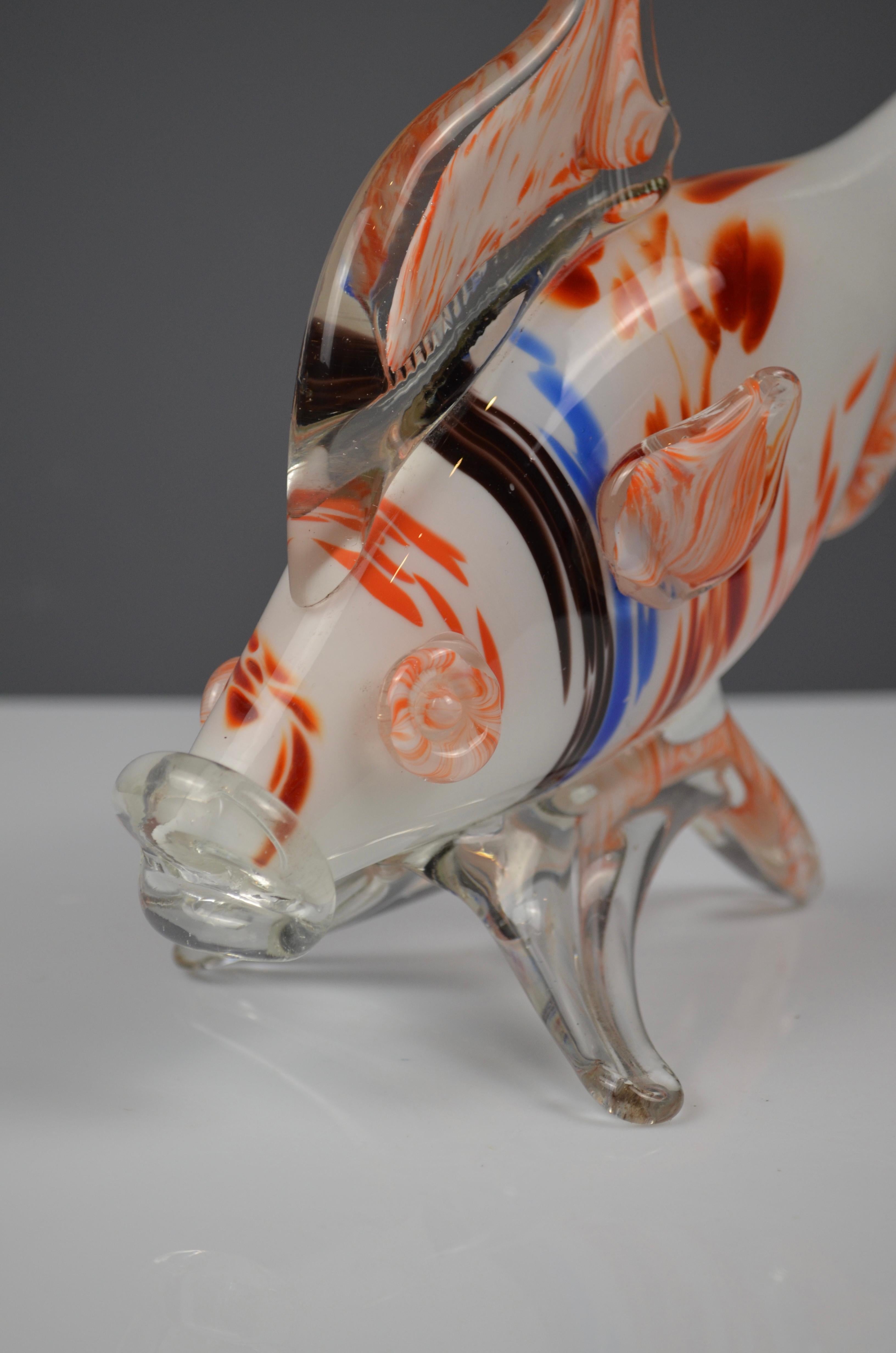 Vetro soffiato Scultura di pesce in vetro di Murano in vendita