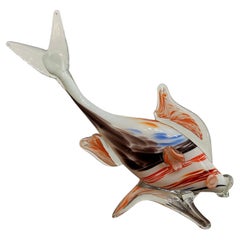 Scultura di pesce in vetro di Murano