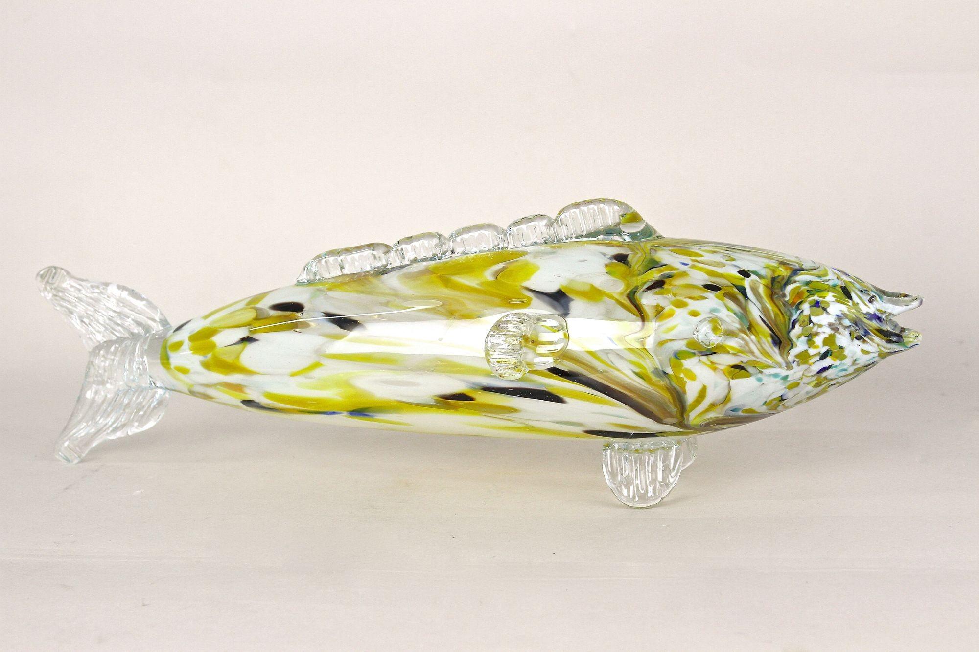Vetro di Murano Scultura di pesce in vetro di Murano - Multicolore, metà secolo, Italia, 1950 ca. in vendita
