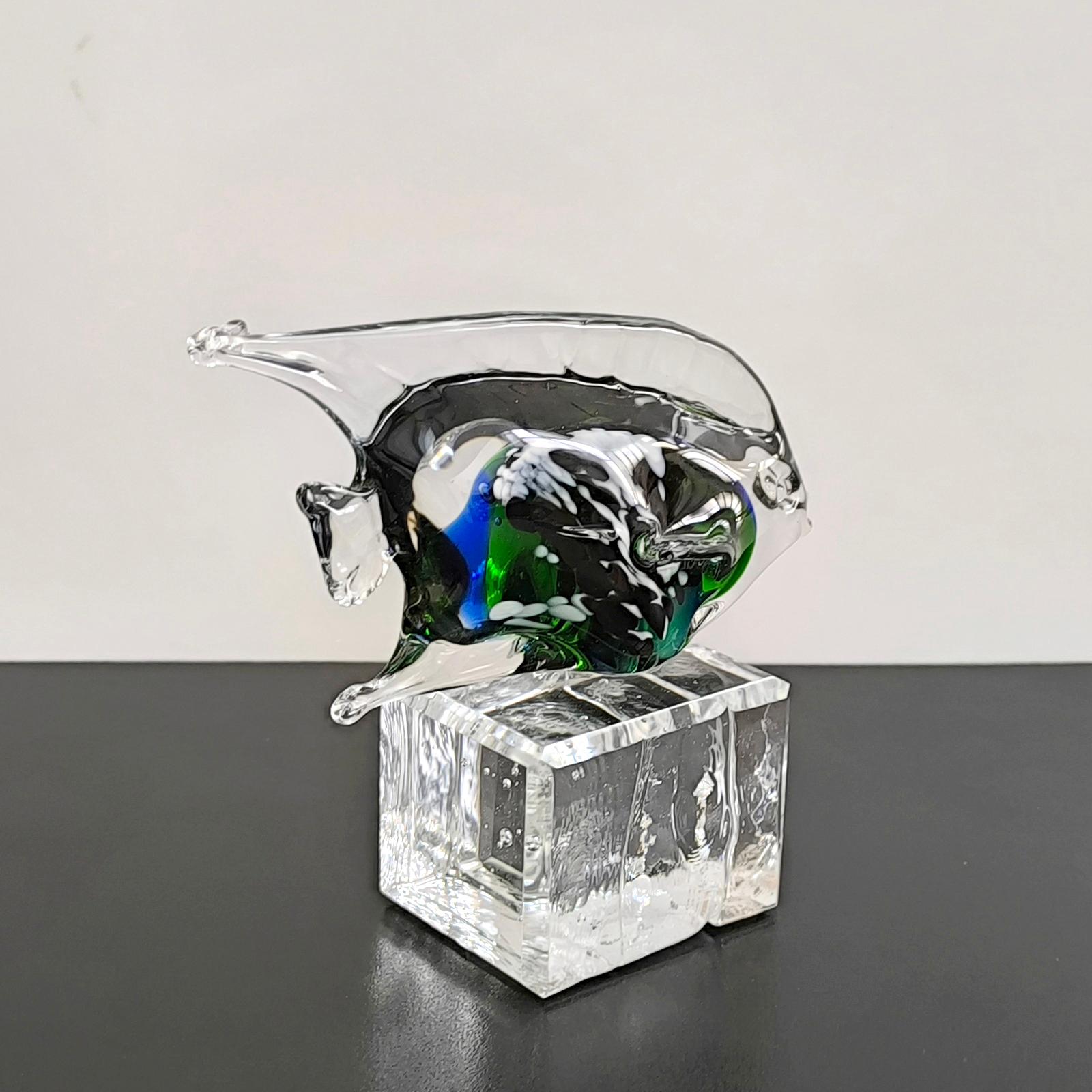 Late 20th Century Murano Glass Fish Sculpture, Paperweight For Sale