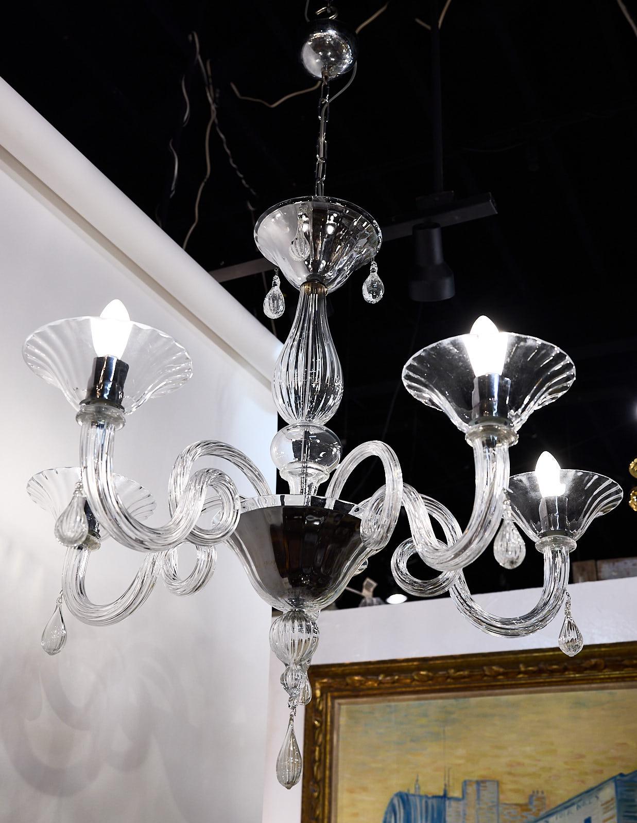 Murano Glass Five Arm Chandelier For Sale 10