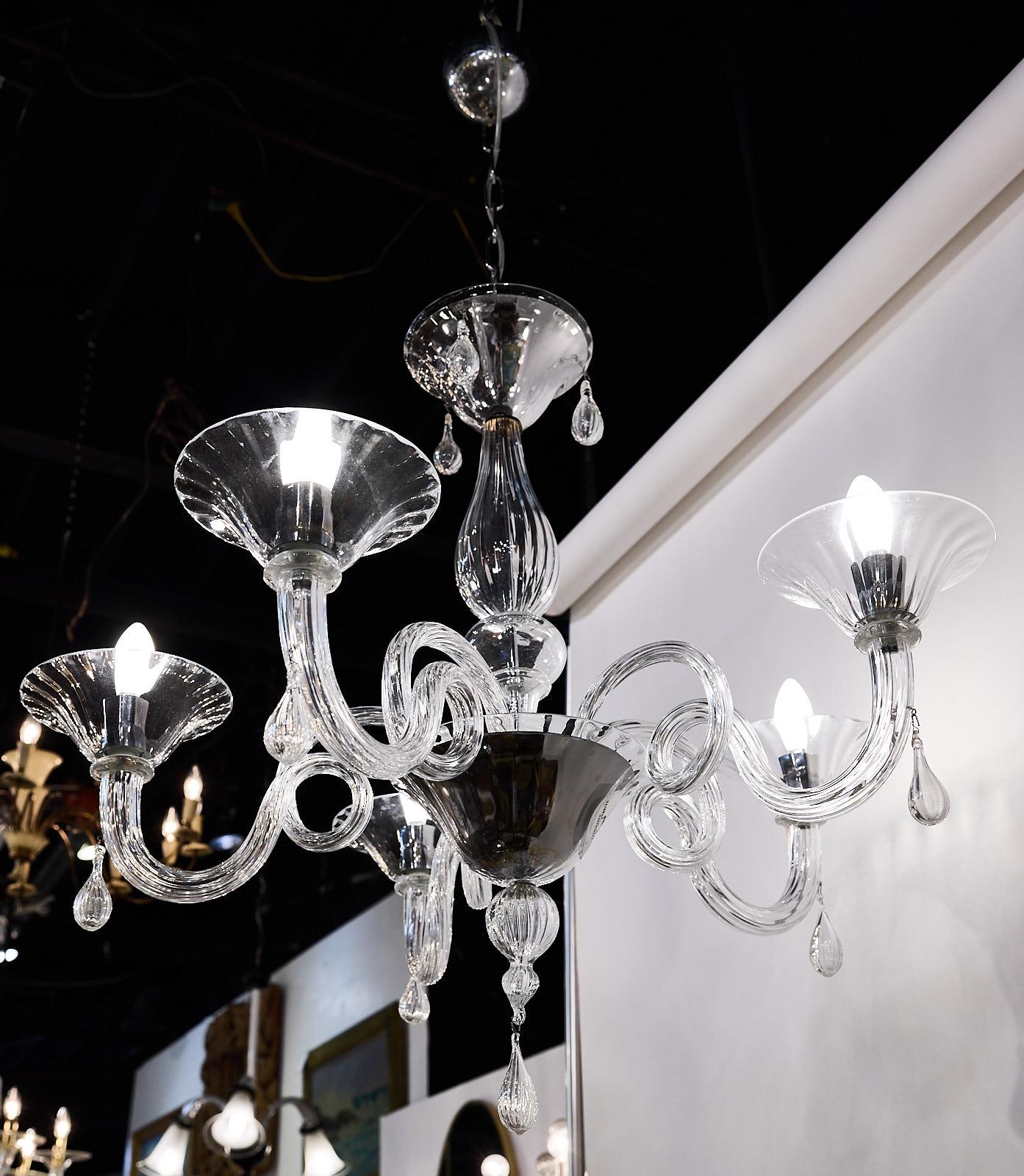 Murano Glass Five Arm Chandelier For Sale 11