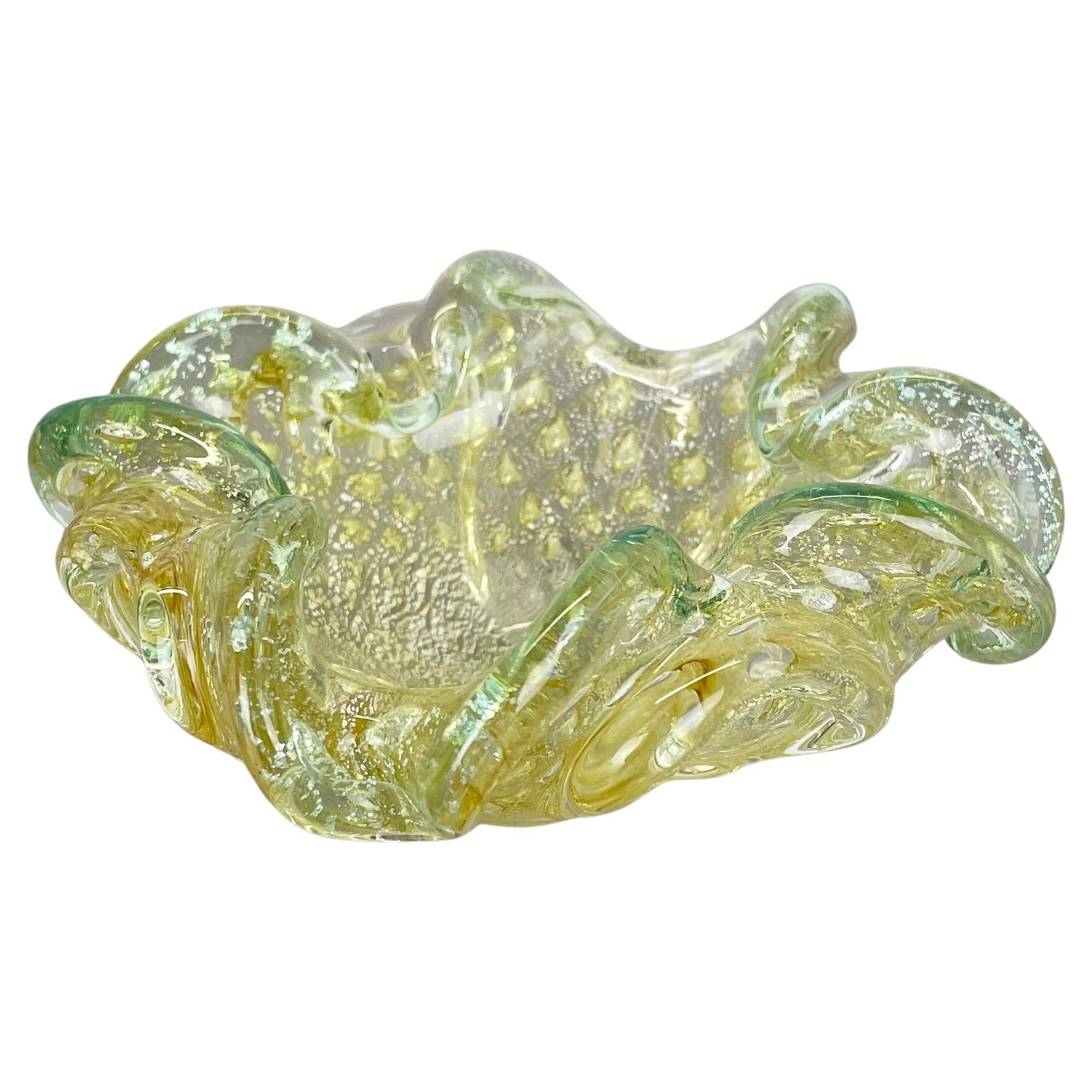 Murano Glass "Flakes" Bowl Element Shell Ashtray by Barovier + Toso, Italy, 1970