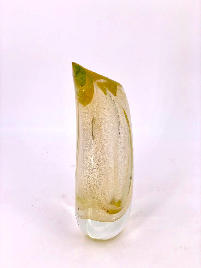 Murano Glass Flavio Poli Gold Sommerso Teardrop Vase For Sale at 1stDibs