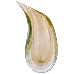 Murano Glass Flavio Poli Gold Sommerso Teardrop Vase