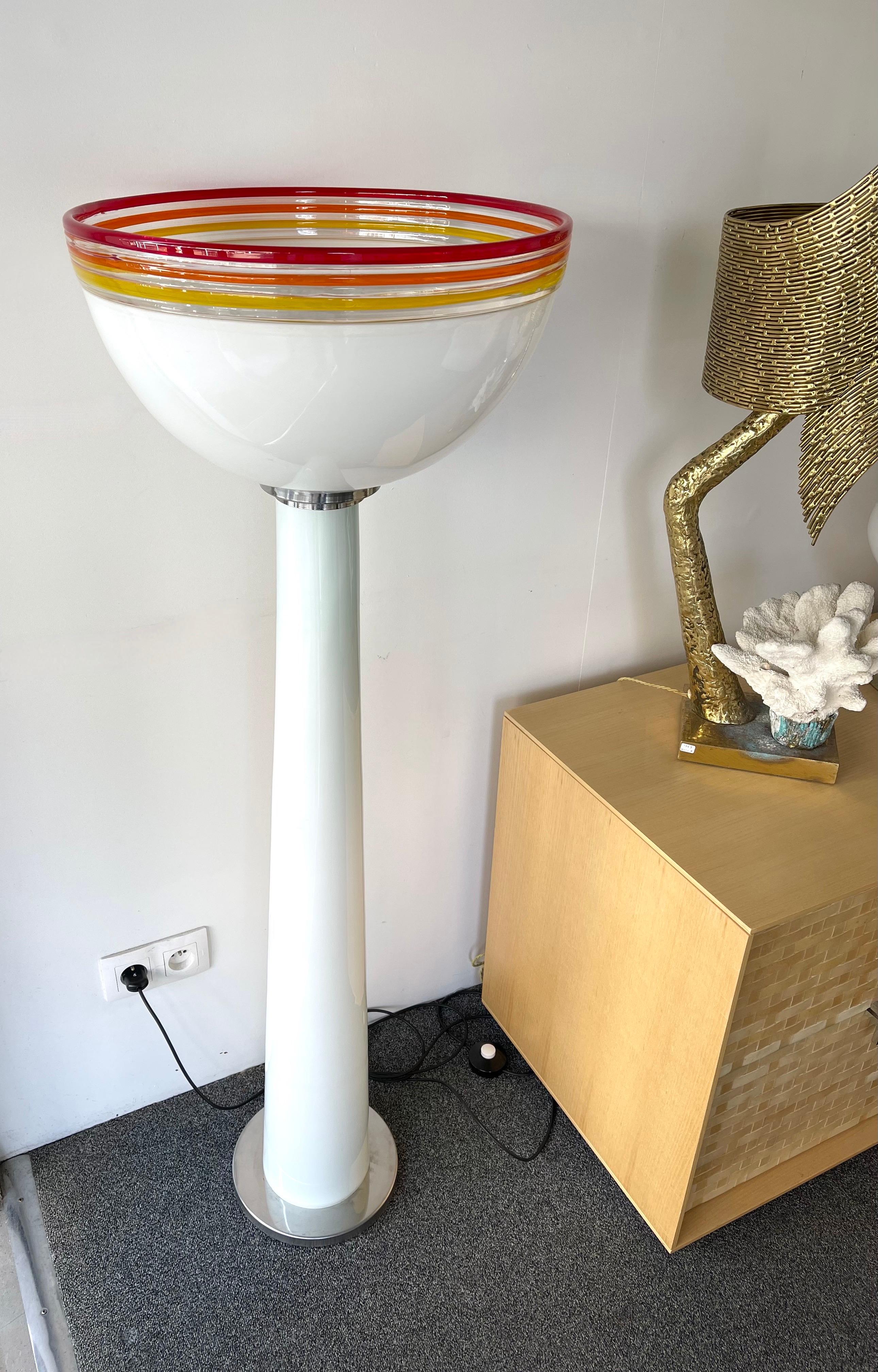 Mid-Century Modern Murano Glass Floor Lamp by Roberto Pamio for Leucos, Italy, 1970s For Sale