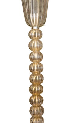 Gold Murano Glass Floor Lamp, furnace Seguso, made in Italy 90's